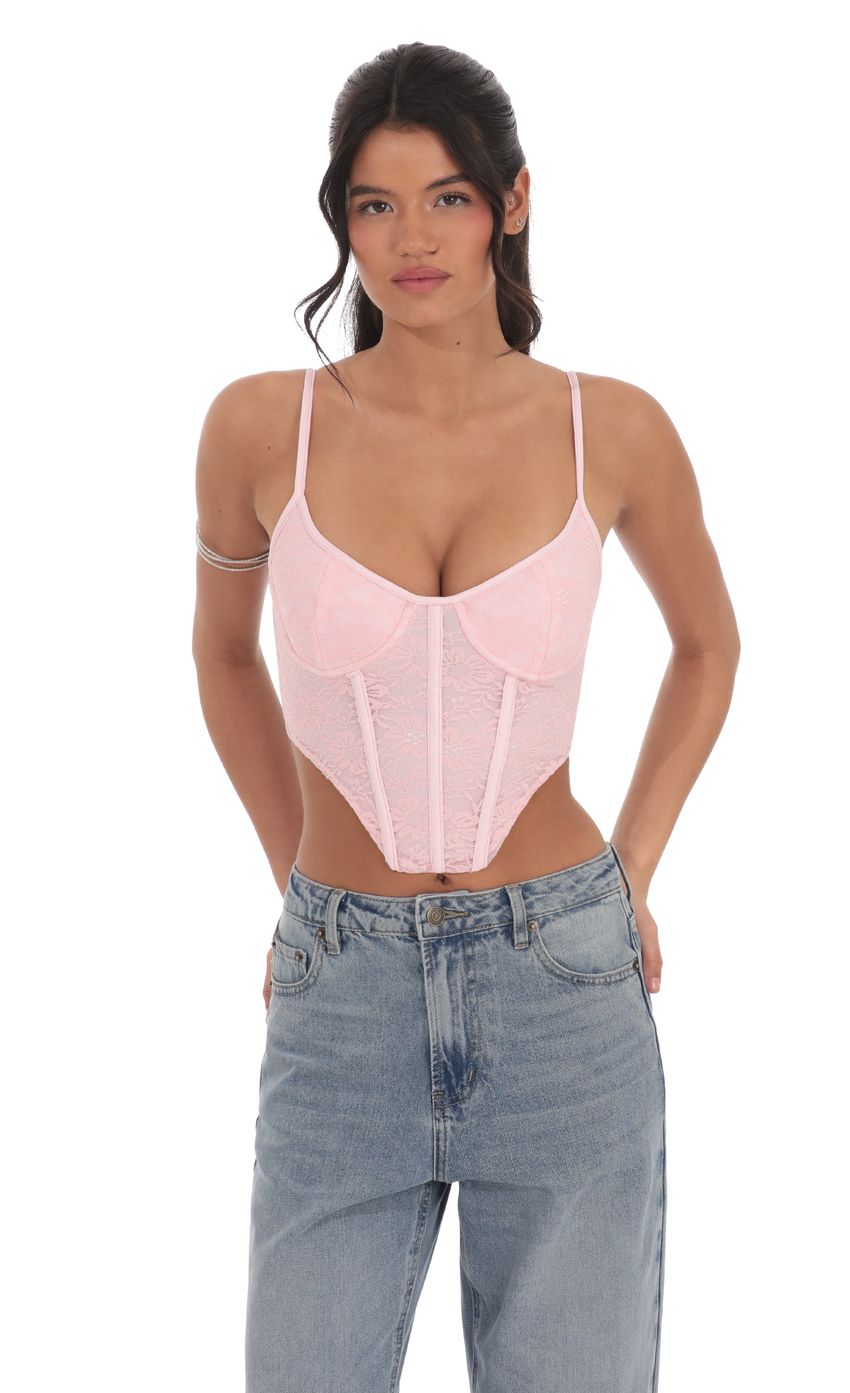 Lace Corset Top in Pink