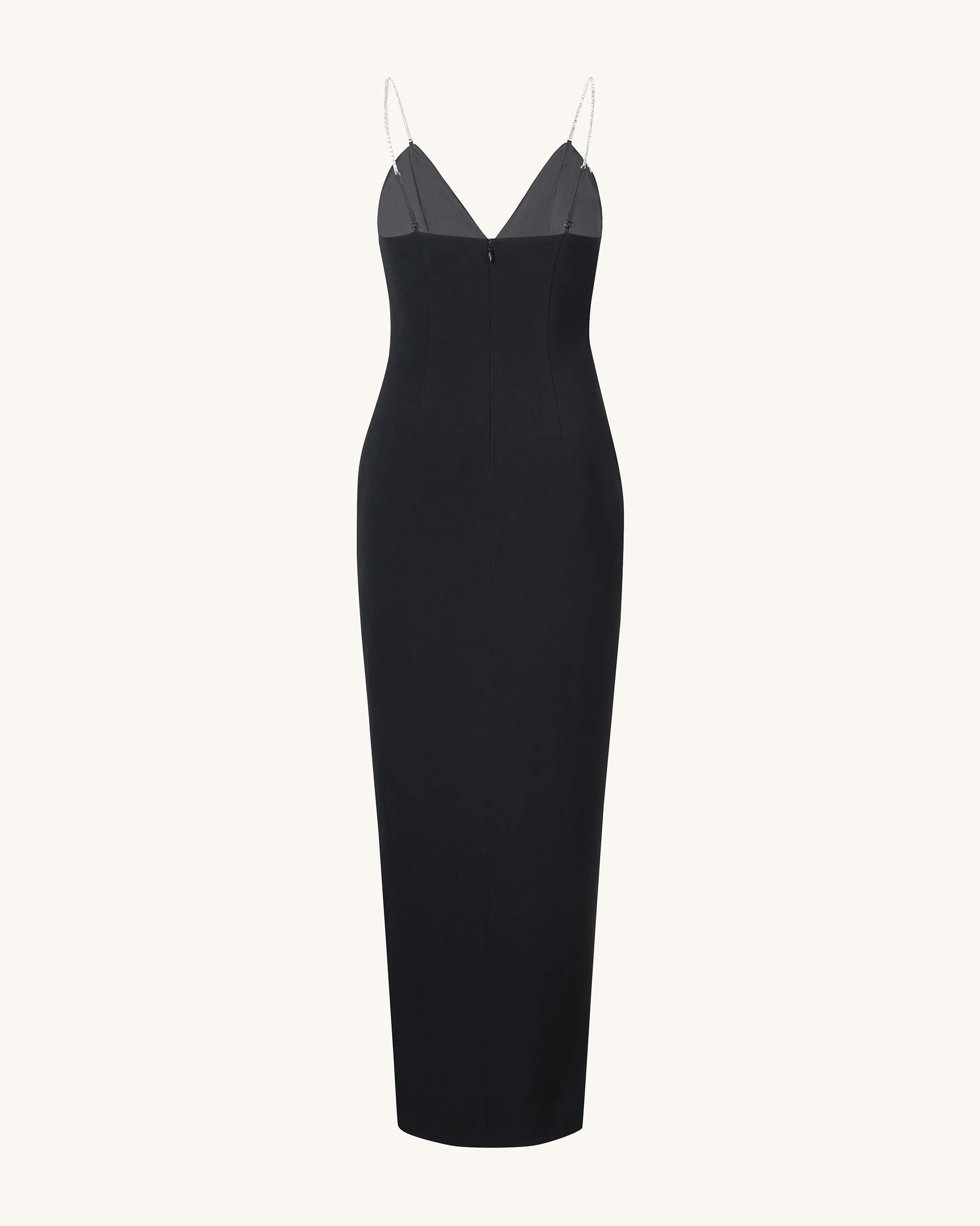 Ayliua Sweetheart-Neckline Rhinestones Embellished Black Long Dress - Black - FASHION NOB
