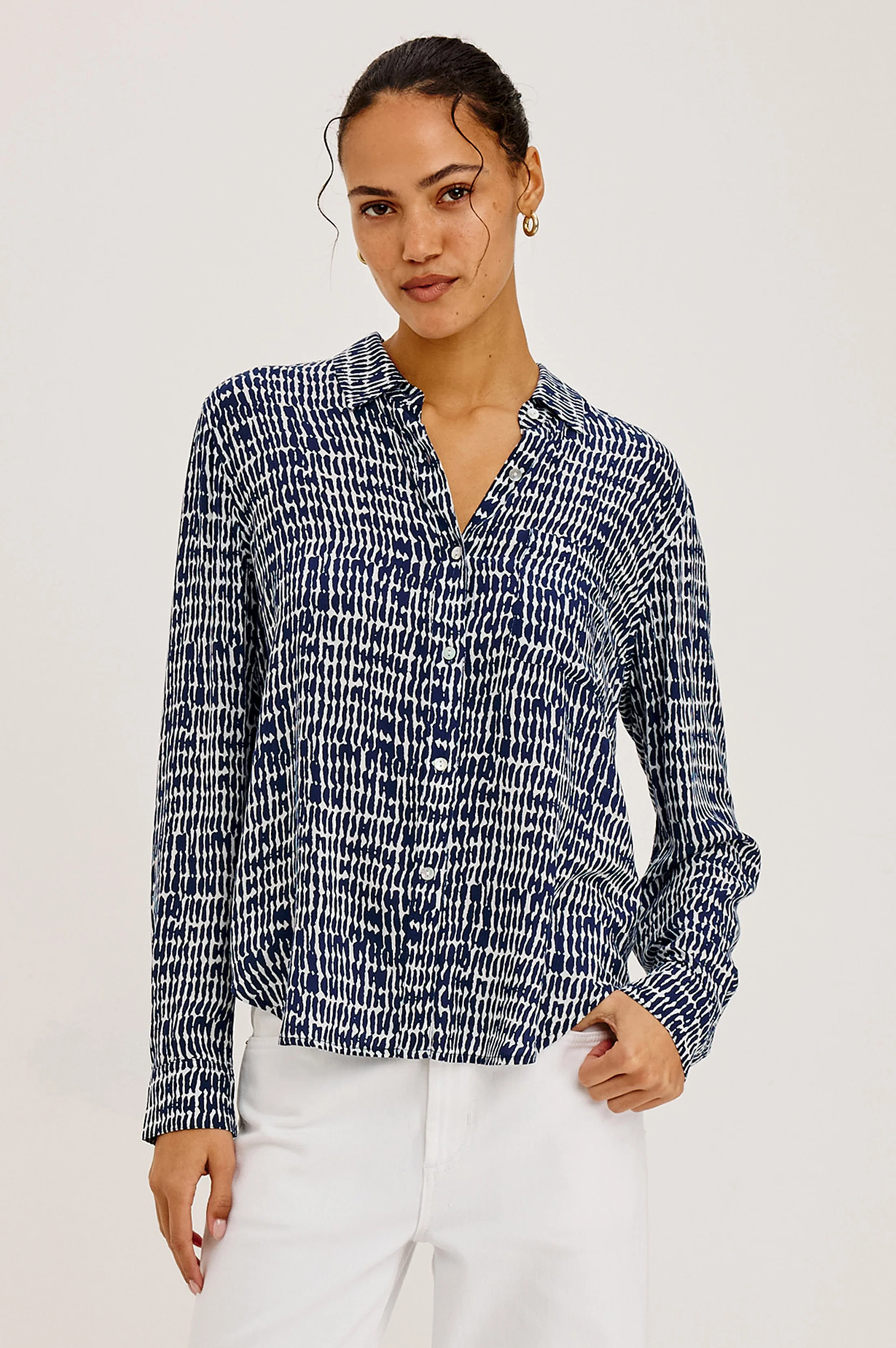 Josephine Shirt - Navy Pebbled