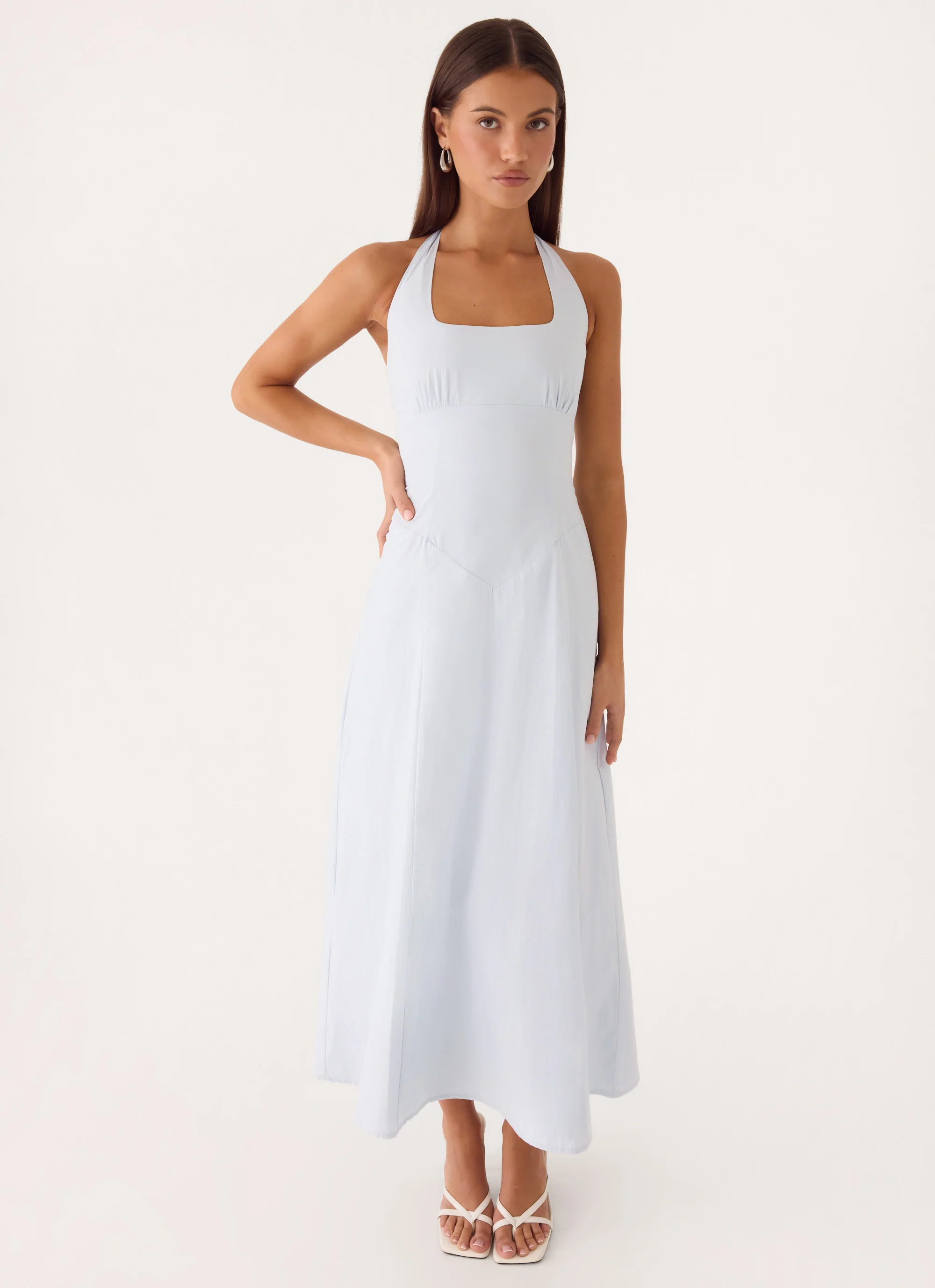 Sarrah Halter Midi Dress - Blue - luluinthesky