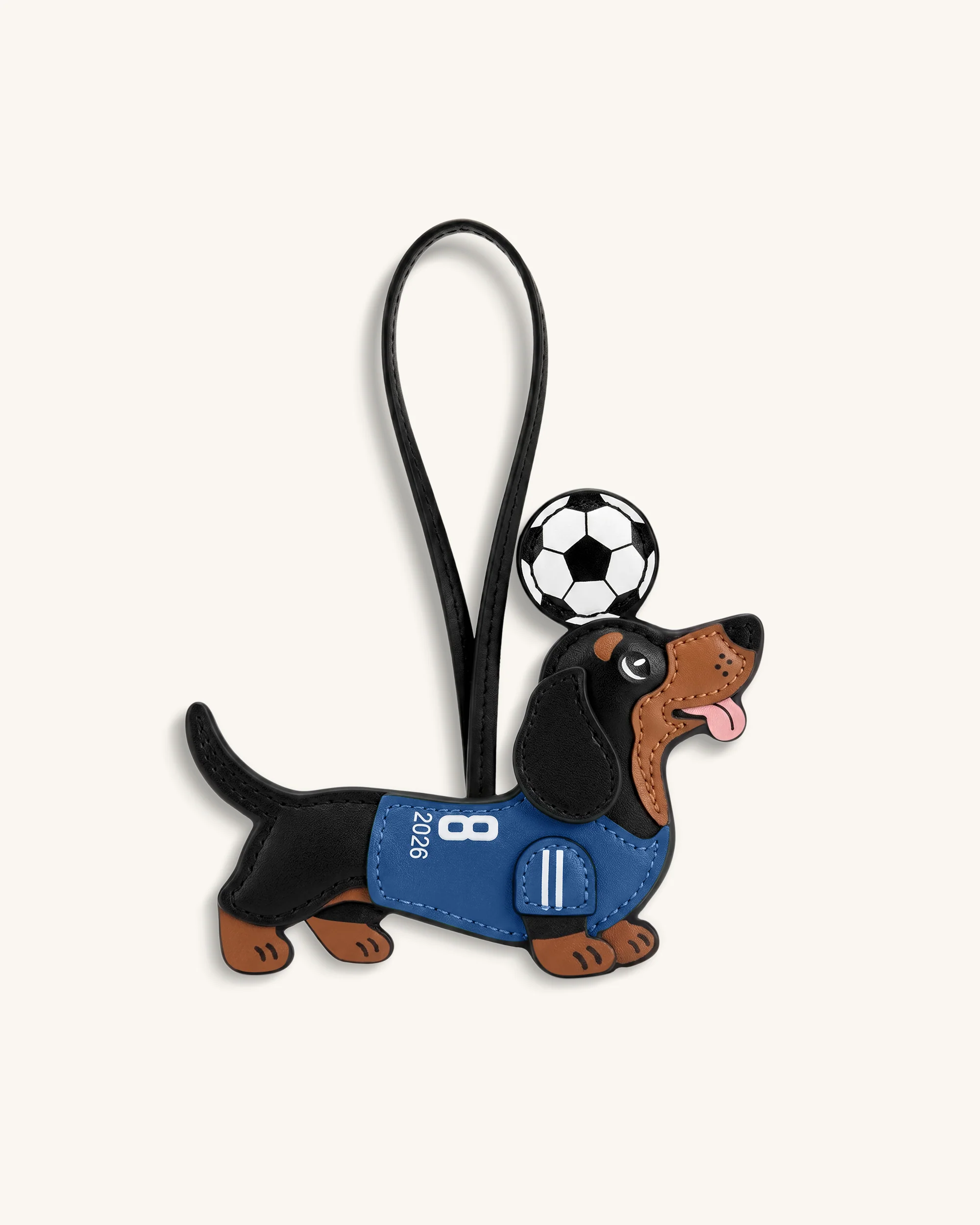World Cup Dachshund Soccer Jersey Bag Charm - Blue