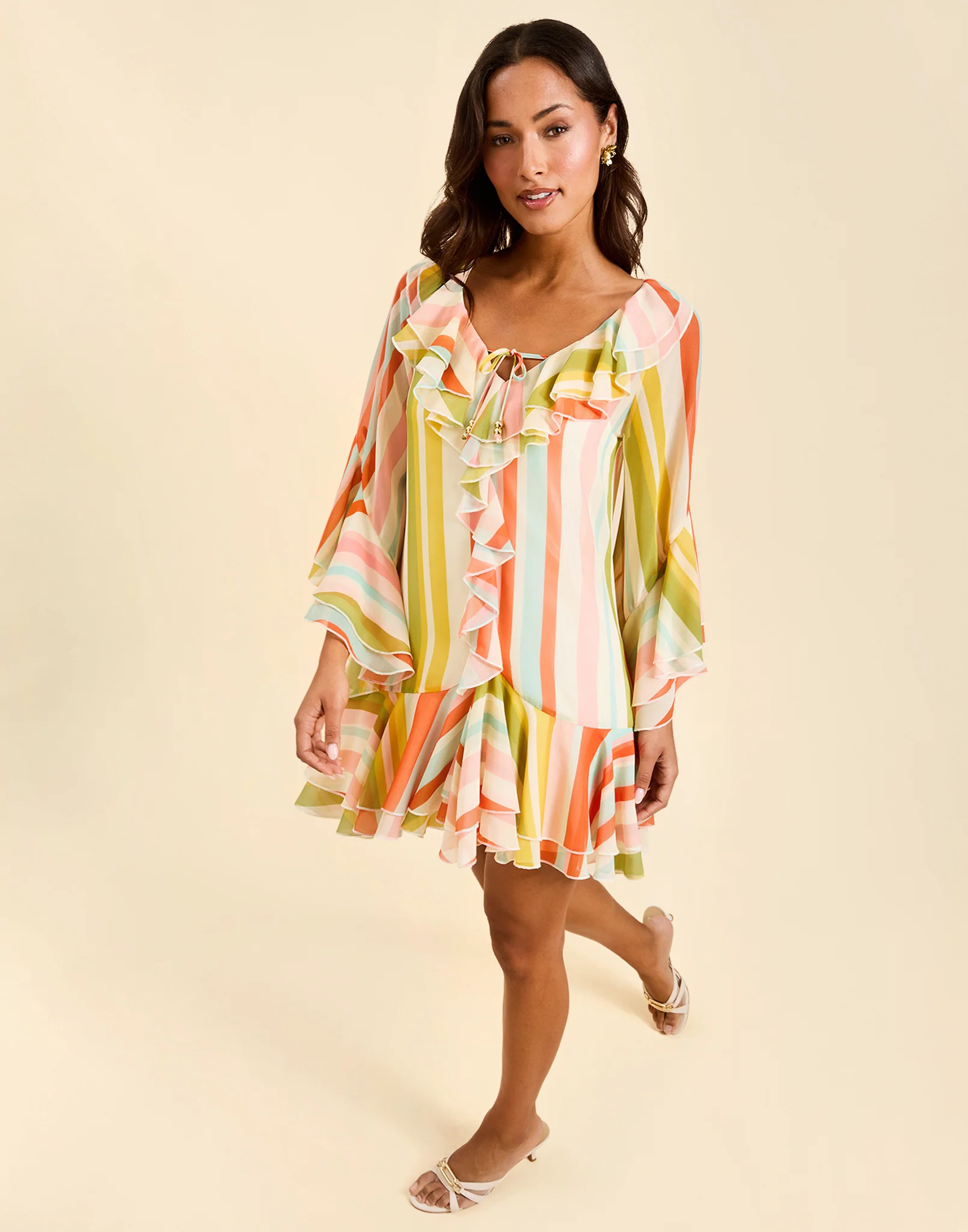 Bimini Ruffle Caftan Mini Dress