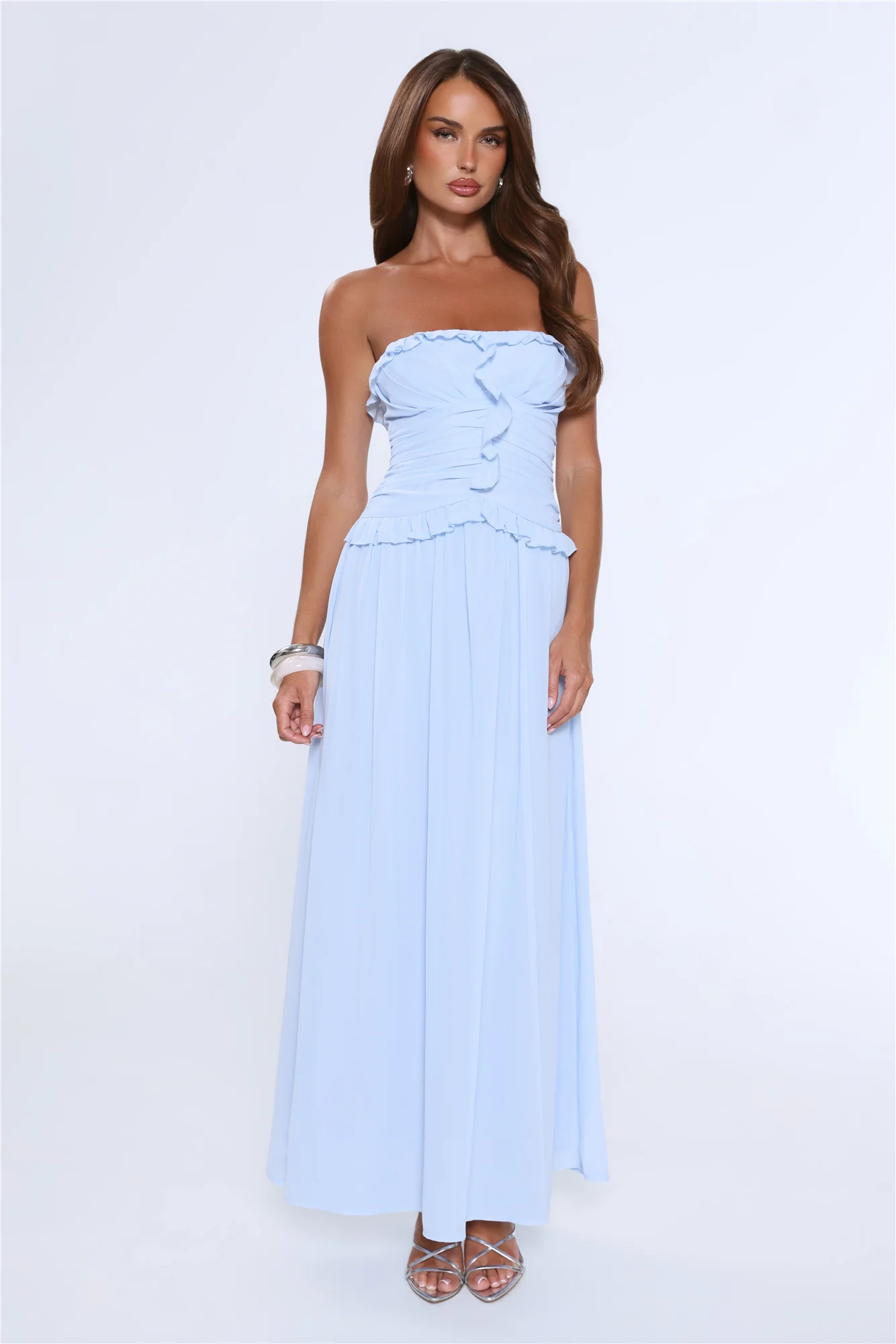 Hour Whispers Strapless Maxi Dress Blue