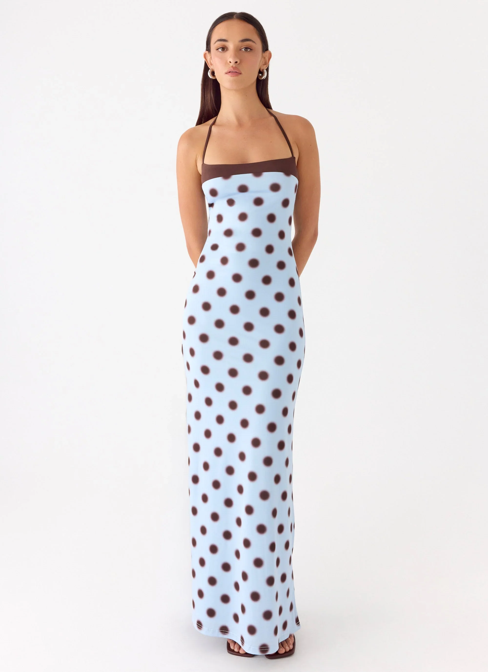 Alessandro Halter Maxi Dress - Blue Mocha Dot