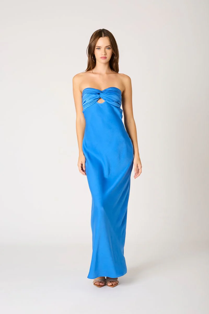 Strapless Satin Maxi Dress