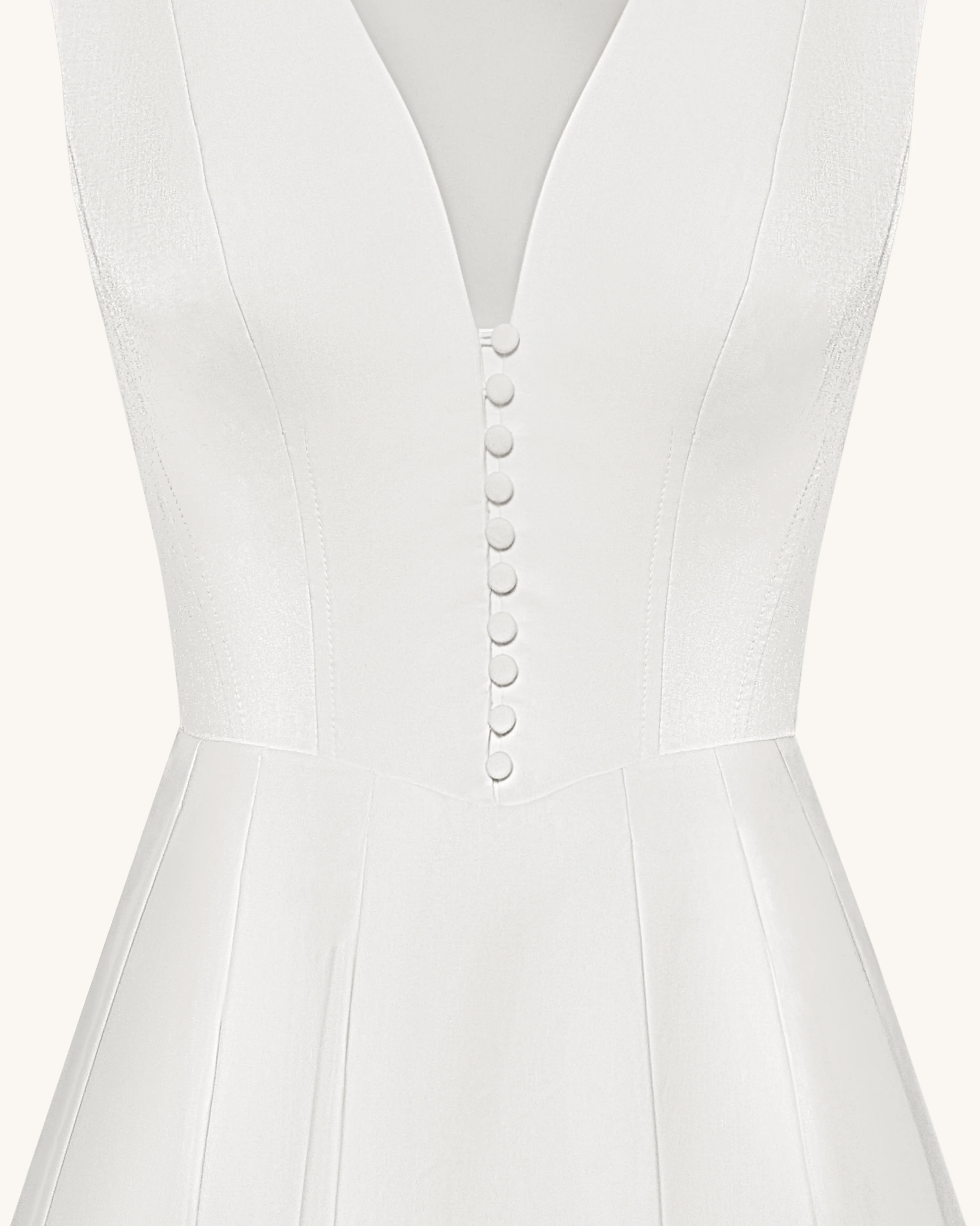 Front V-Neck Pleated Midi Dress - White - FASHION NOB