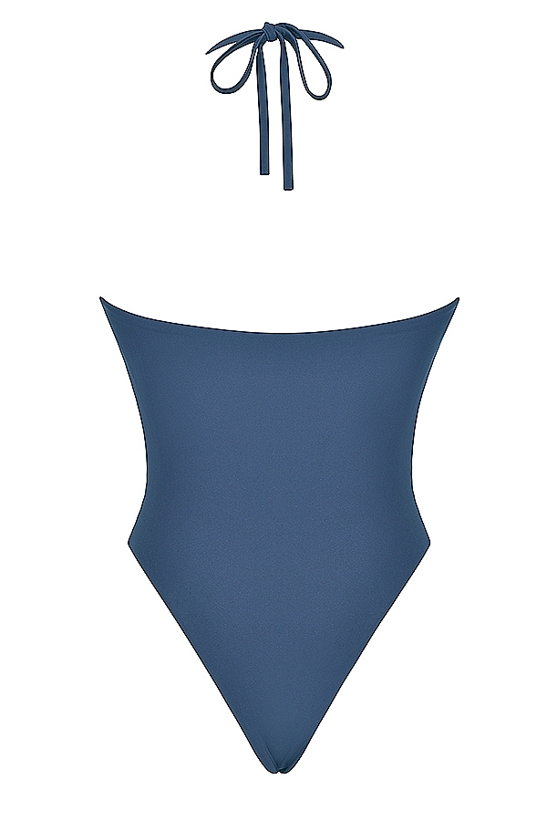 Deep Blue Gathered Swimsuit