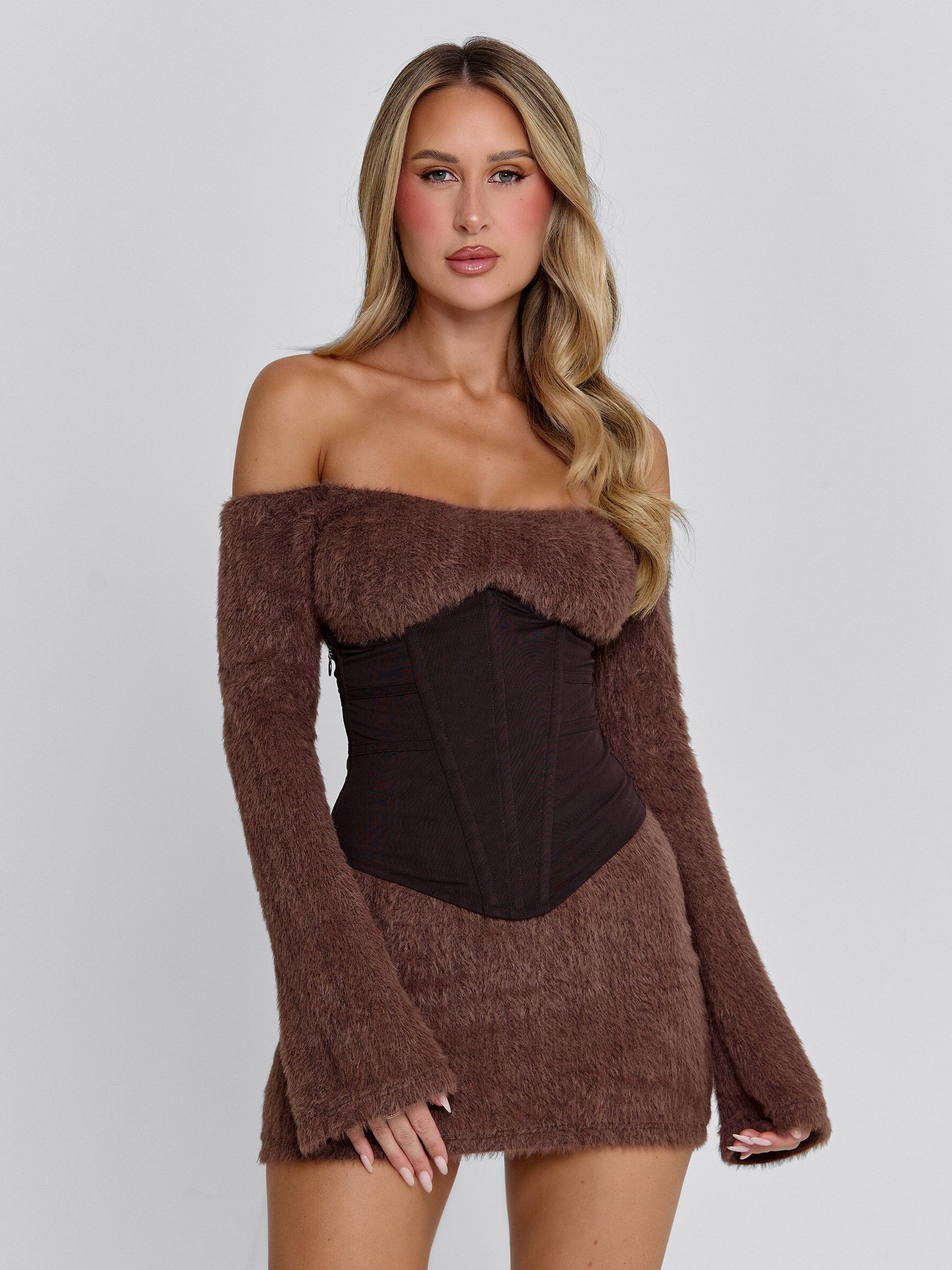 Ellapink JUNO MINI DRESS BROWN