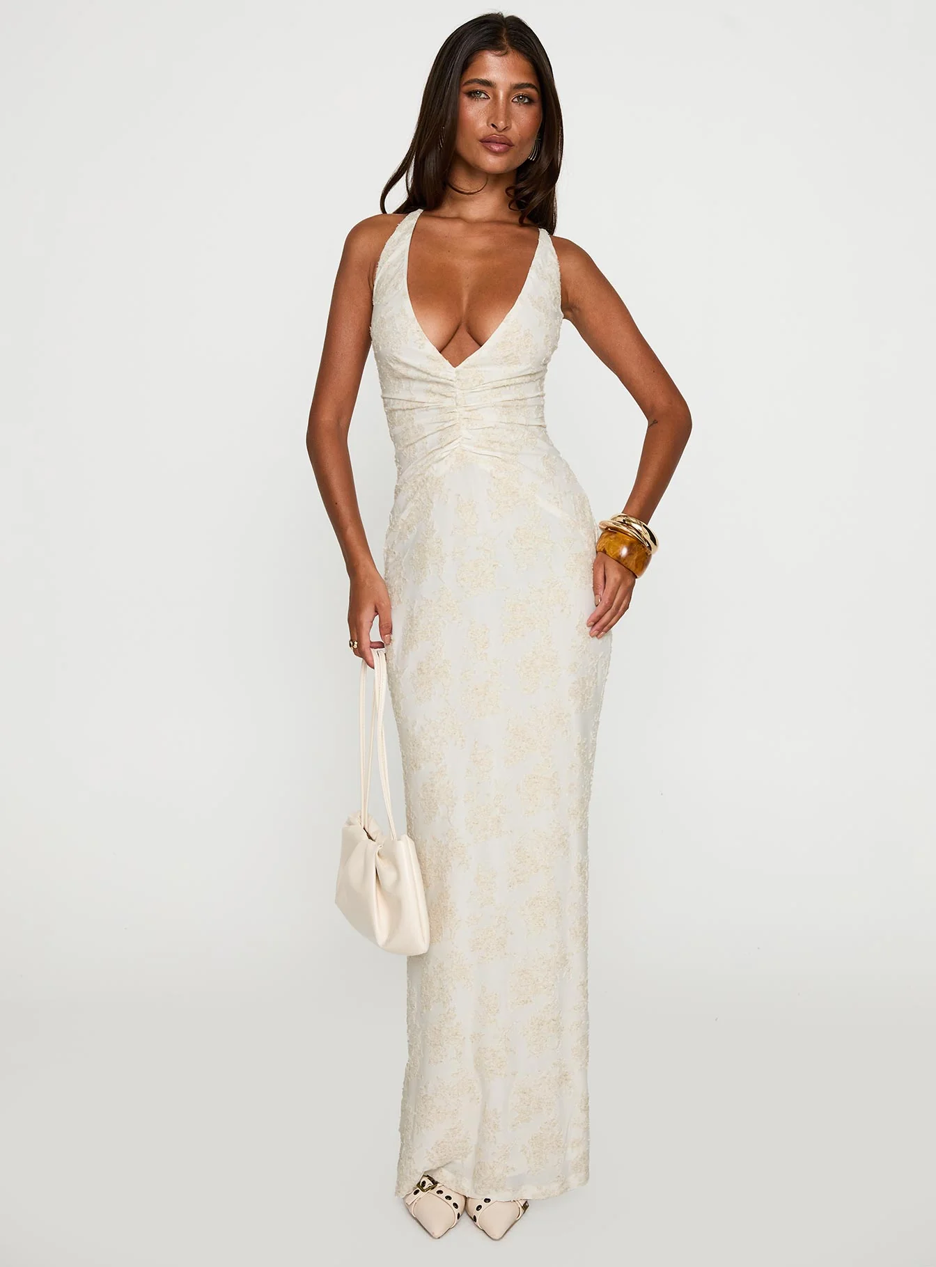 Starcrossed Halter Maxi Dress Cream