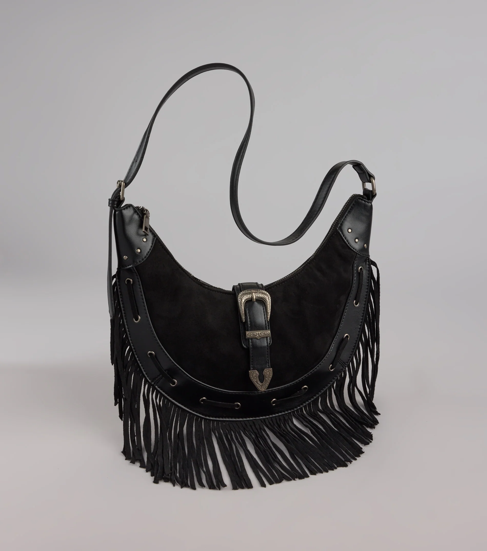 Buckle Babe Fringe Shoulder Bag