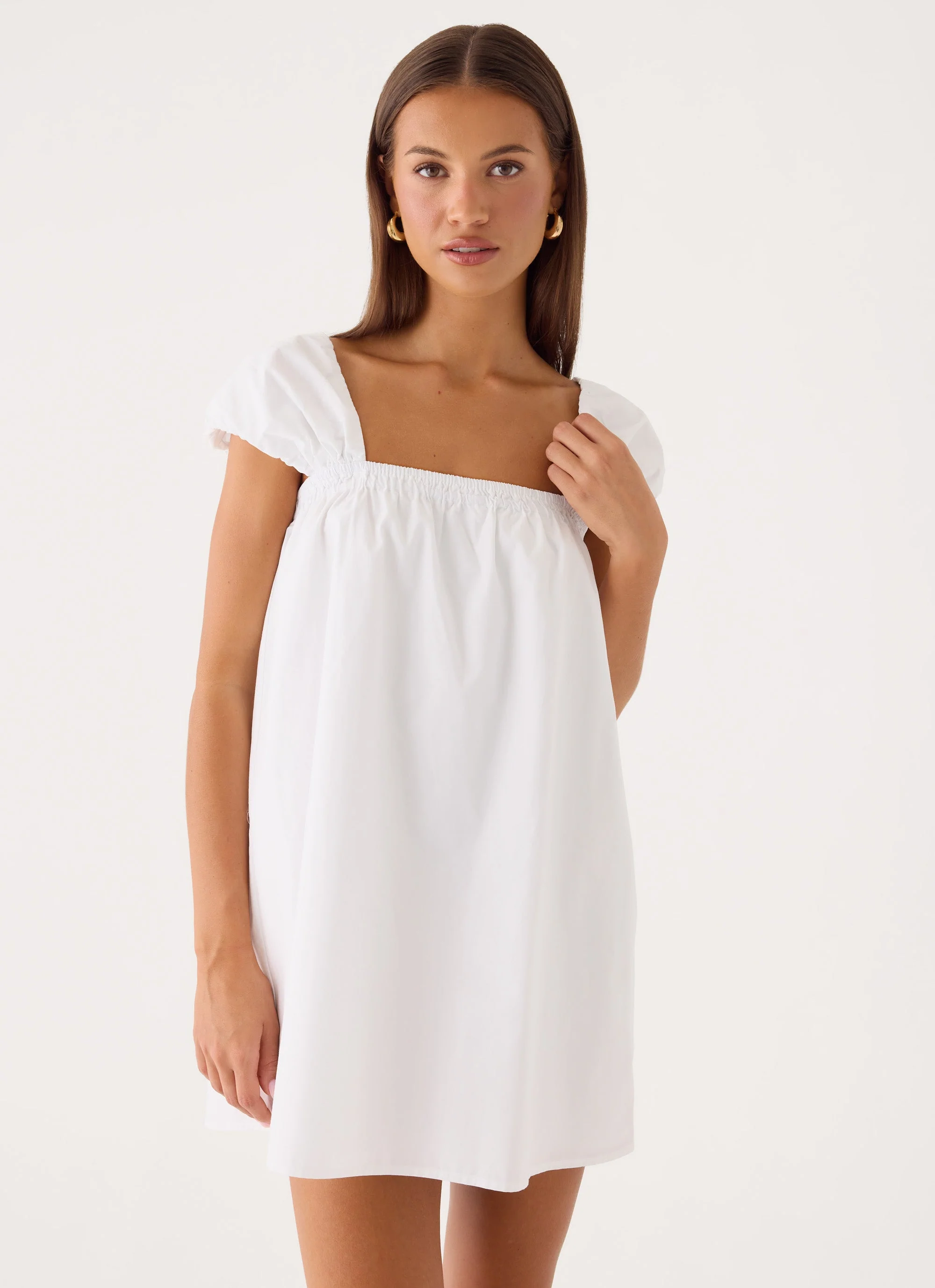 Sugar Blush Cotton Mini Dress - White - luluinthesky