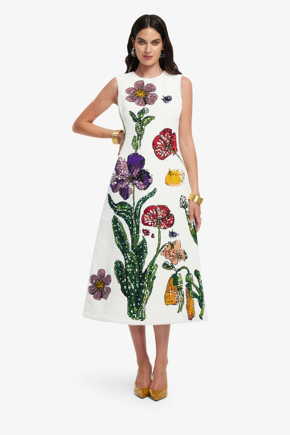 Cleo Beaded Midi Dress - Wildflowers