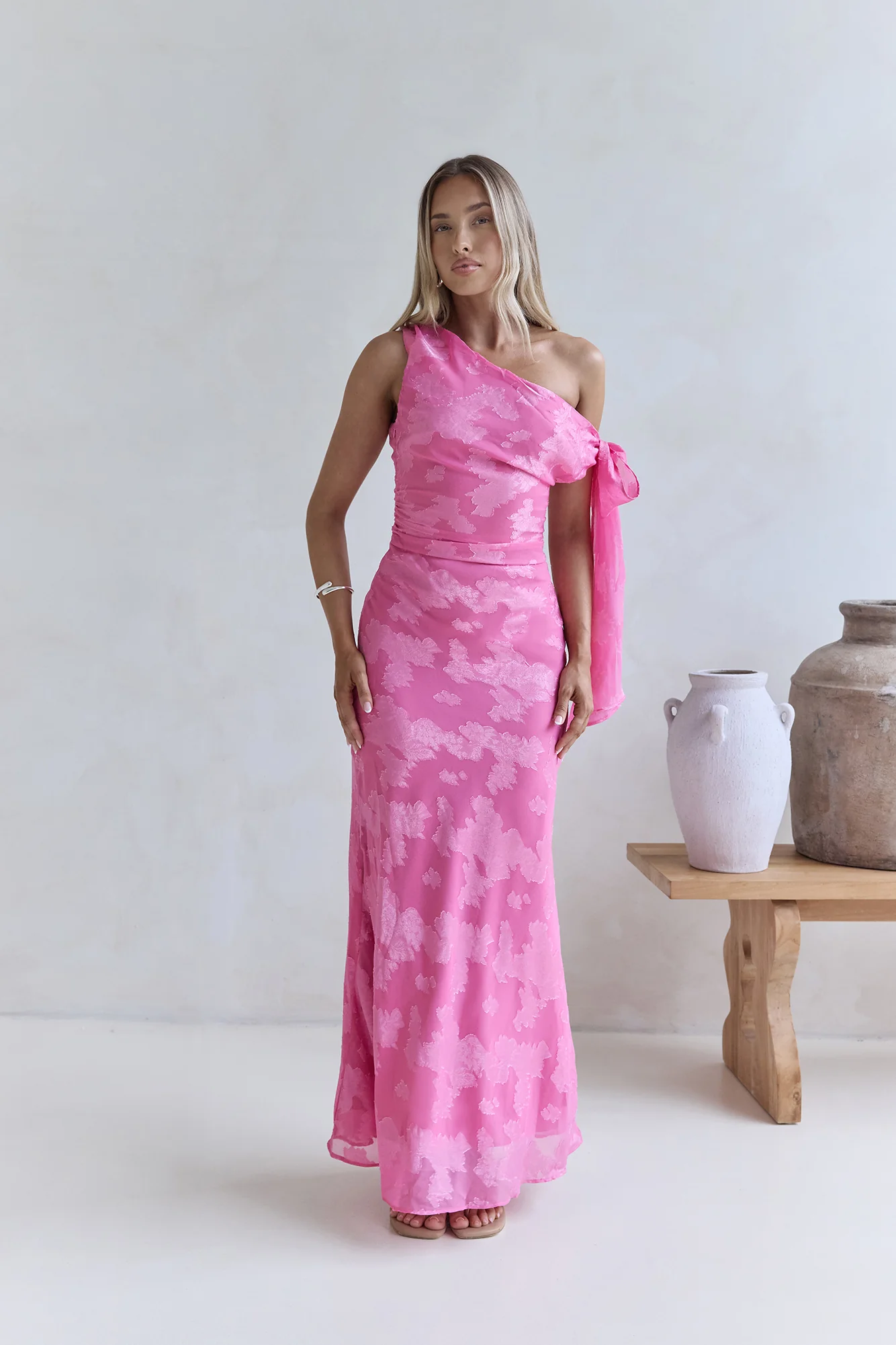 In My Heart Off Shoulder Maxi Dress Pink