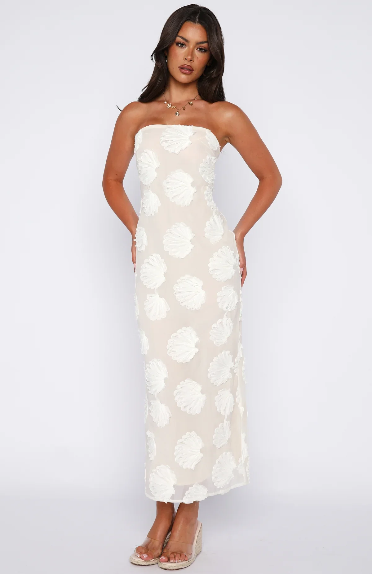Paradise Cove Strapless Maxi Dress Cream