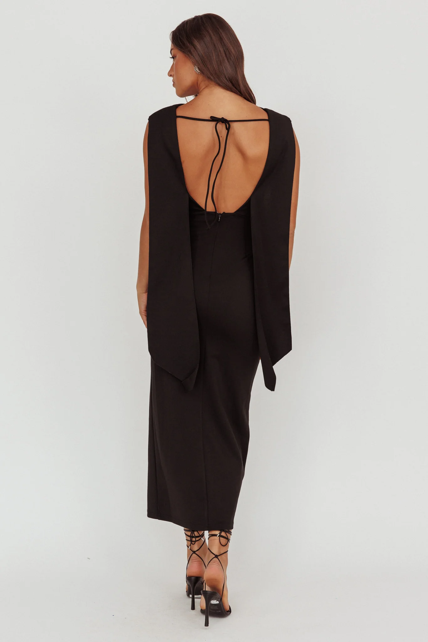 Looks Of Love Shoulder Sash Maxi Dress Black - luluinthesky