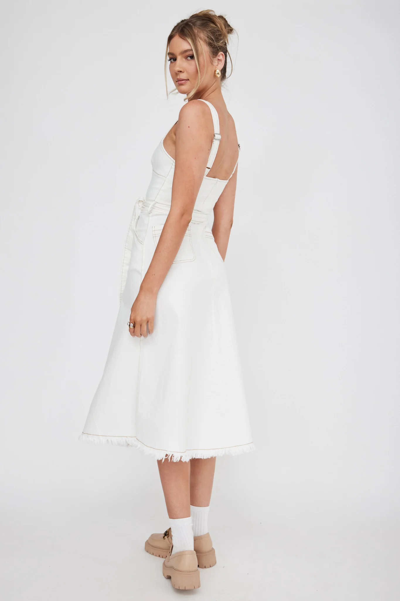 Zenyl Raw Hem Midi Dress Butter