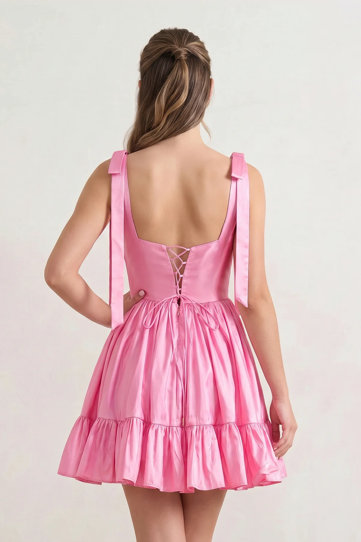 A-line Spaghetti Straps Homecoming Dress with Ruffle