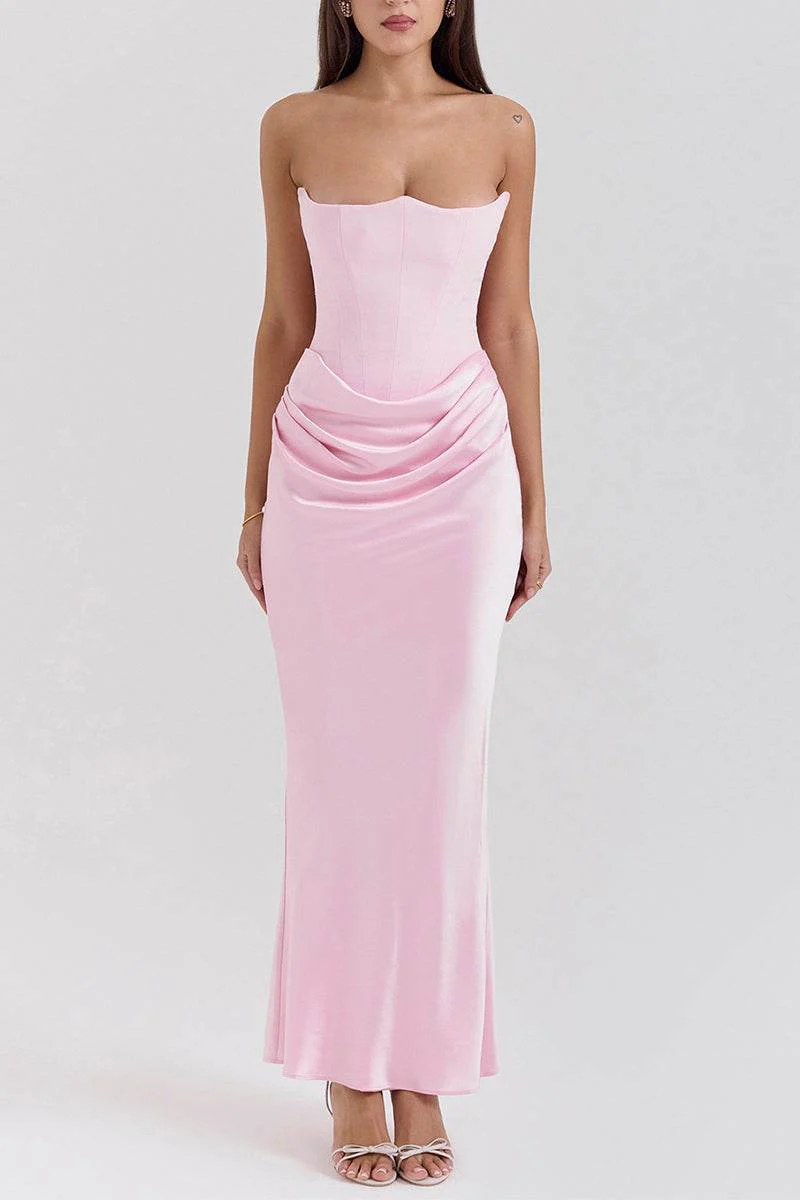 Sheath-Column Maxi Satin Dress 890654168879
