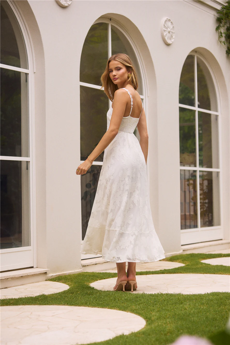 Garden Romance Midi Dress White - luluinthesky