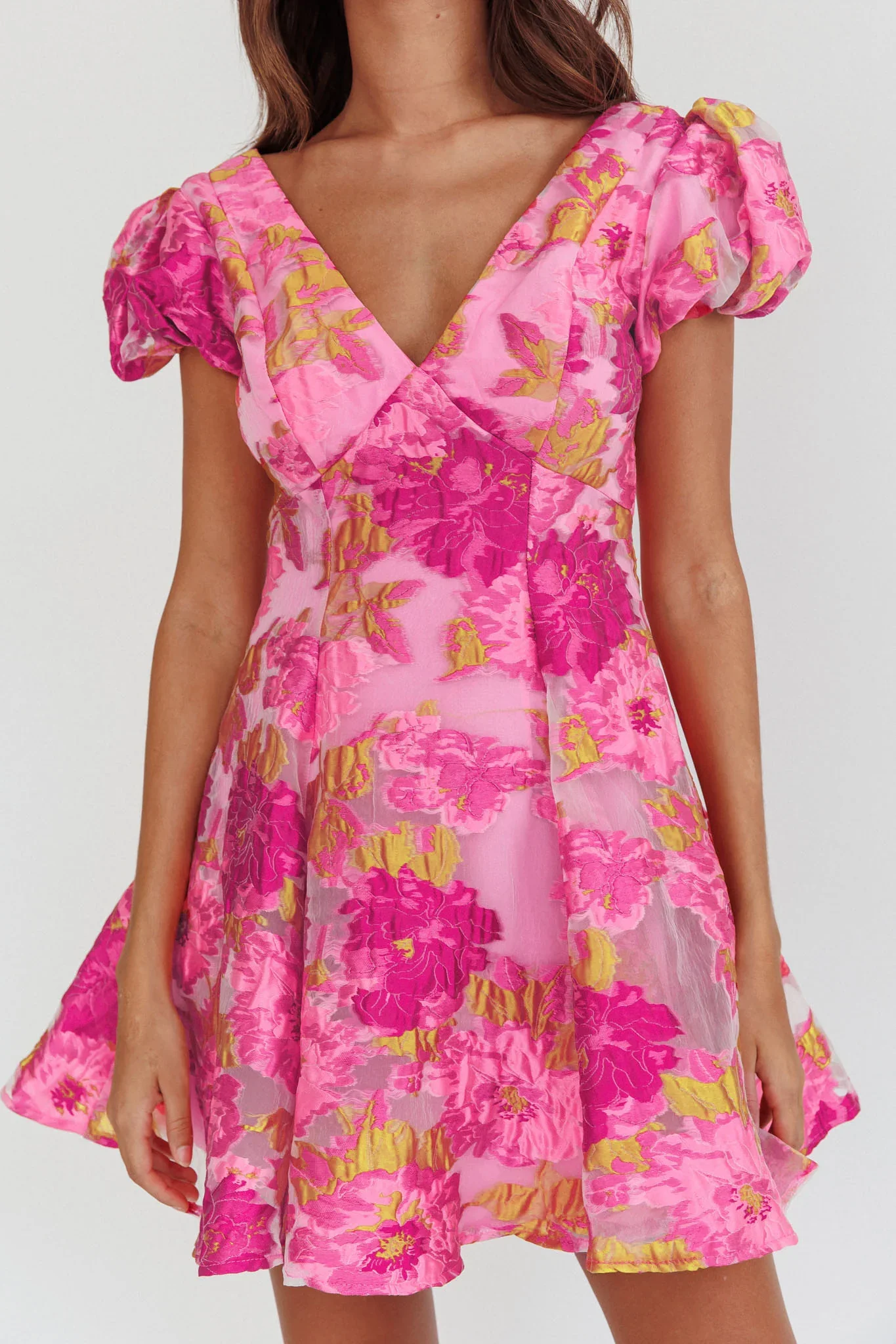 Perfect Match Puff Sleeve Low Back Mini Dress Pink - luluinthesky