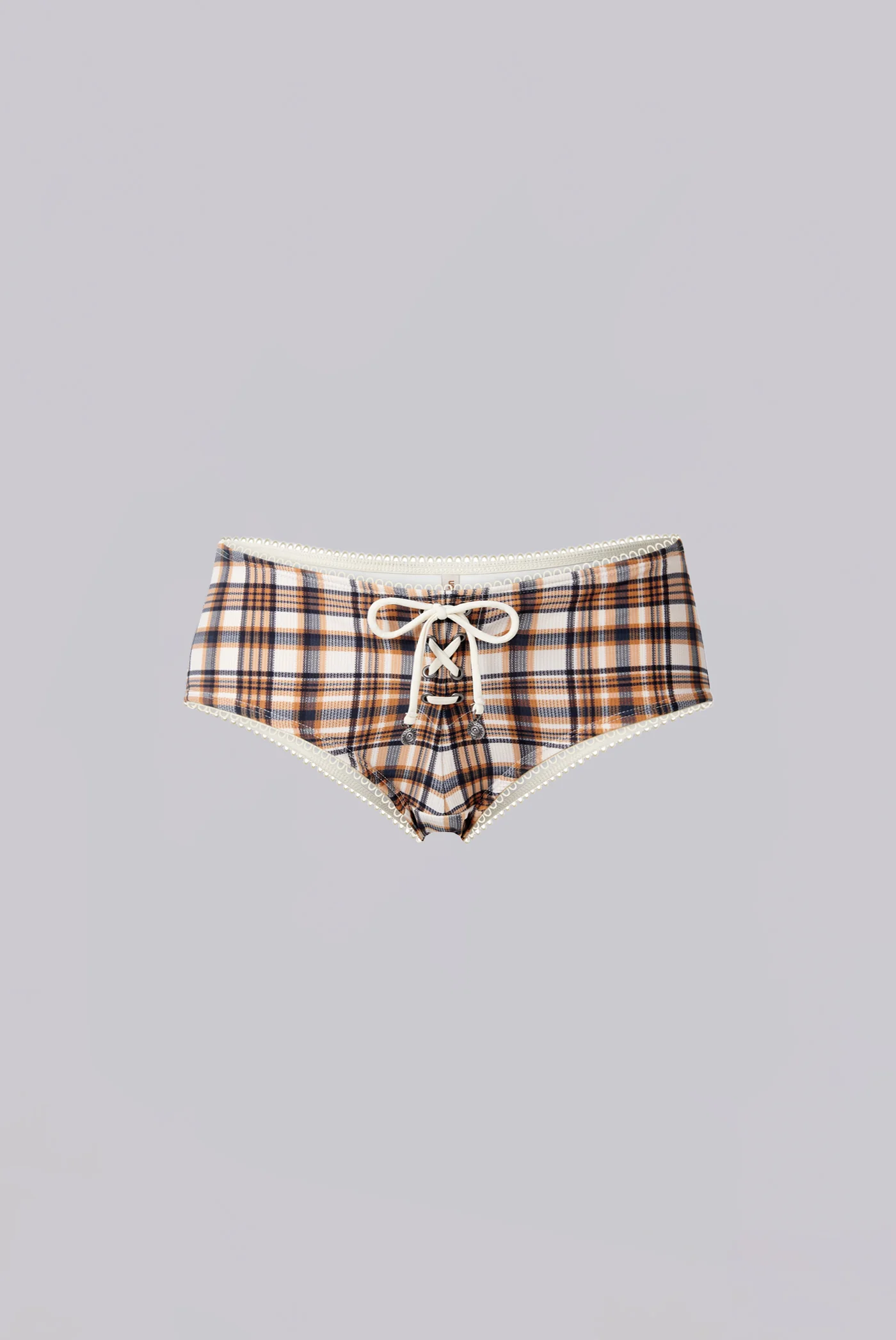 Brown Checked In Bikini Hot Pants - luluinthesky