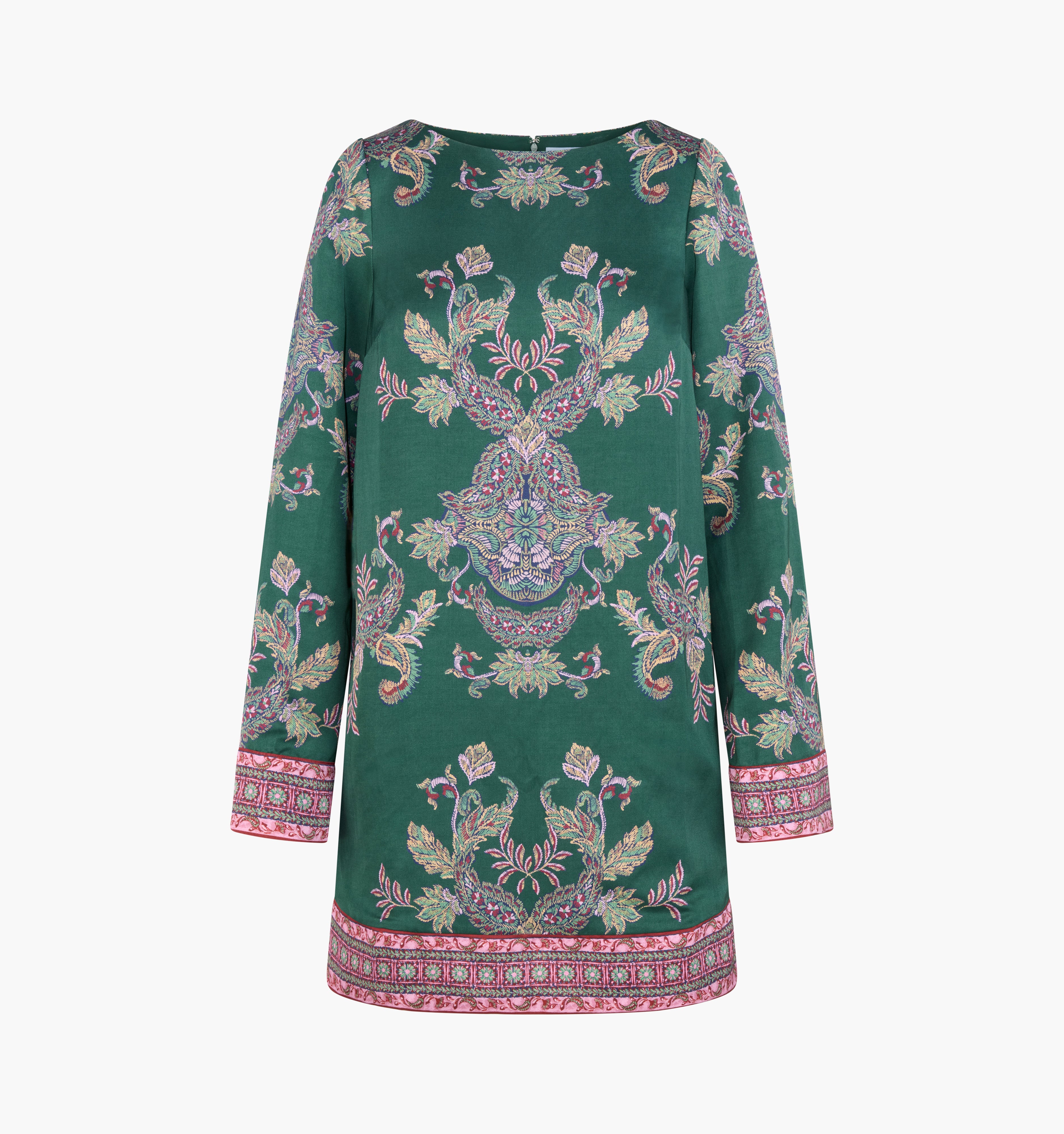 The Long Sleeve Viola Dress - Windsor Paisley Emerald Green