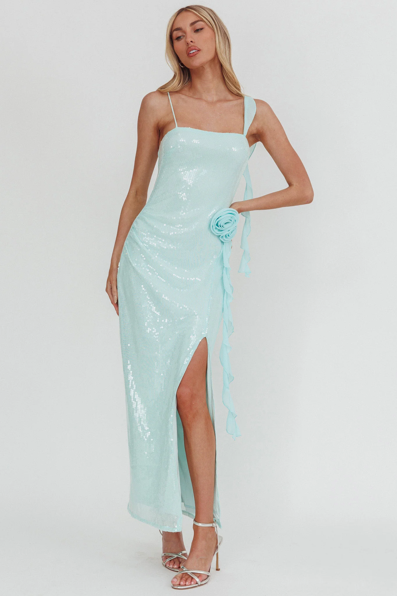 She Glows Cami Strap Sequin Maxi Dress Mint