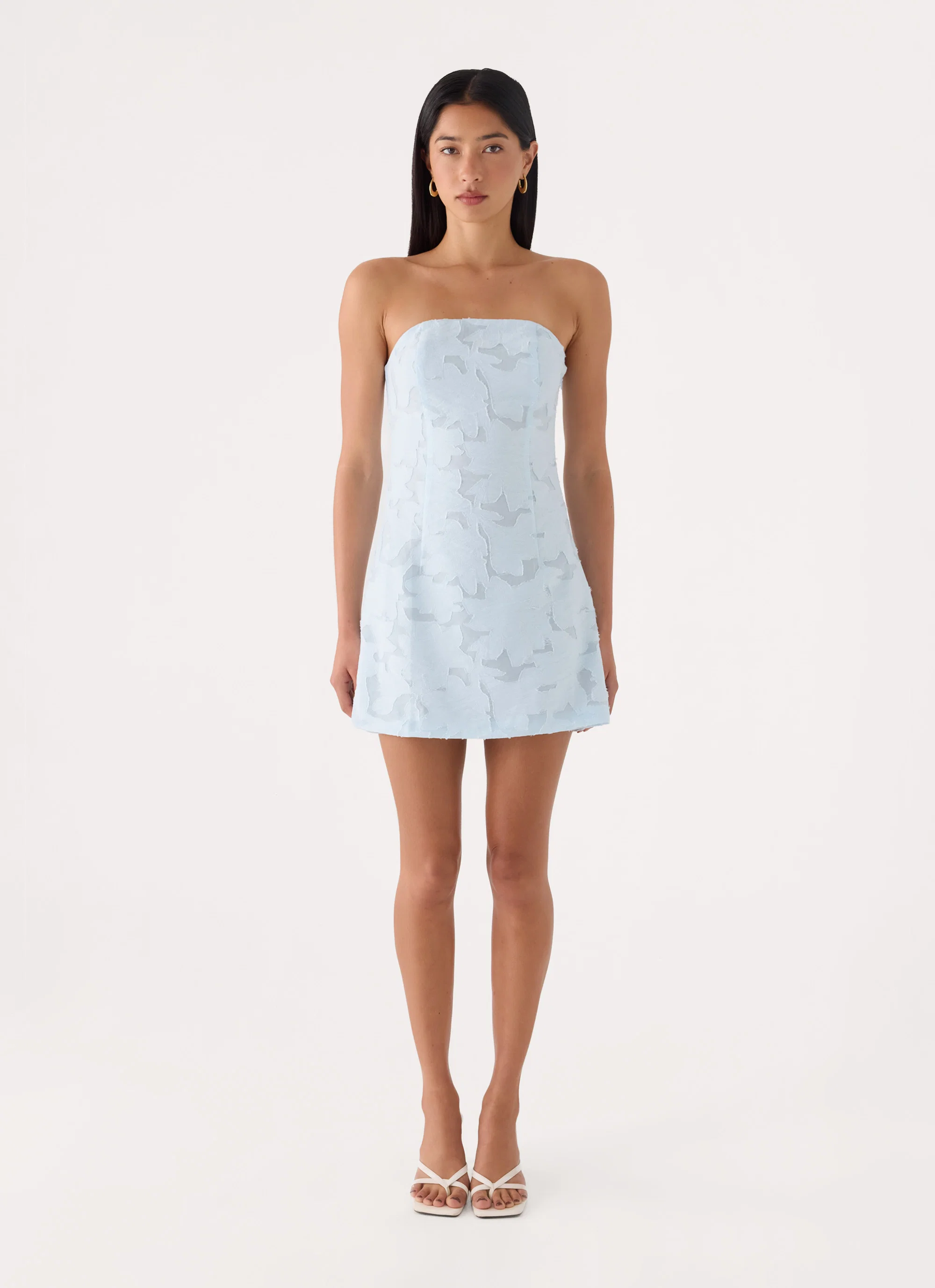 Della Lace Strapless Mini Dress - Blue - FASHION NOB