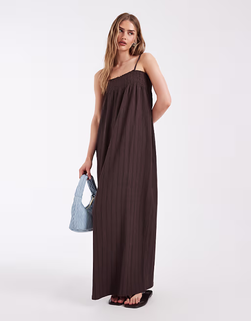 ONLY sleeveless maxi dress in brown stripes