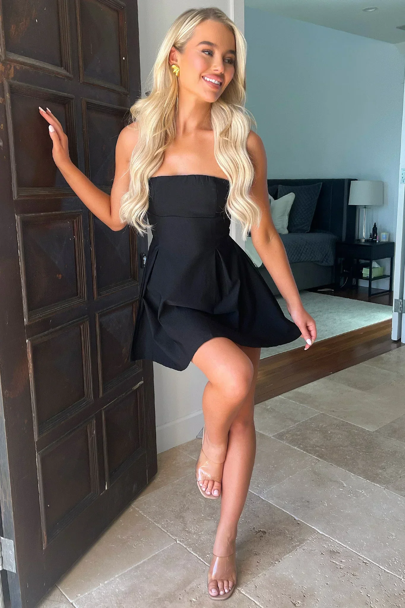Charlize Strapless Mini Dress - Black