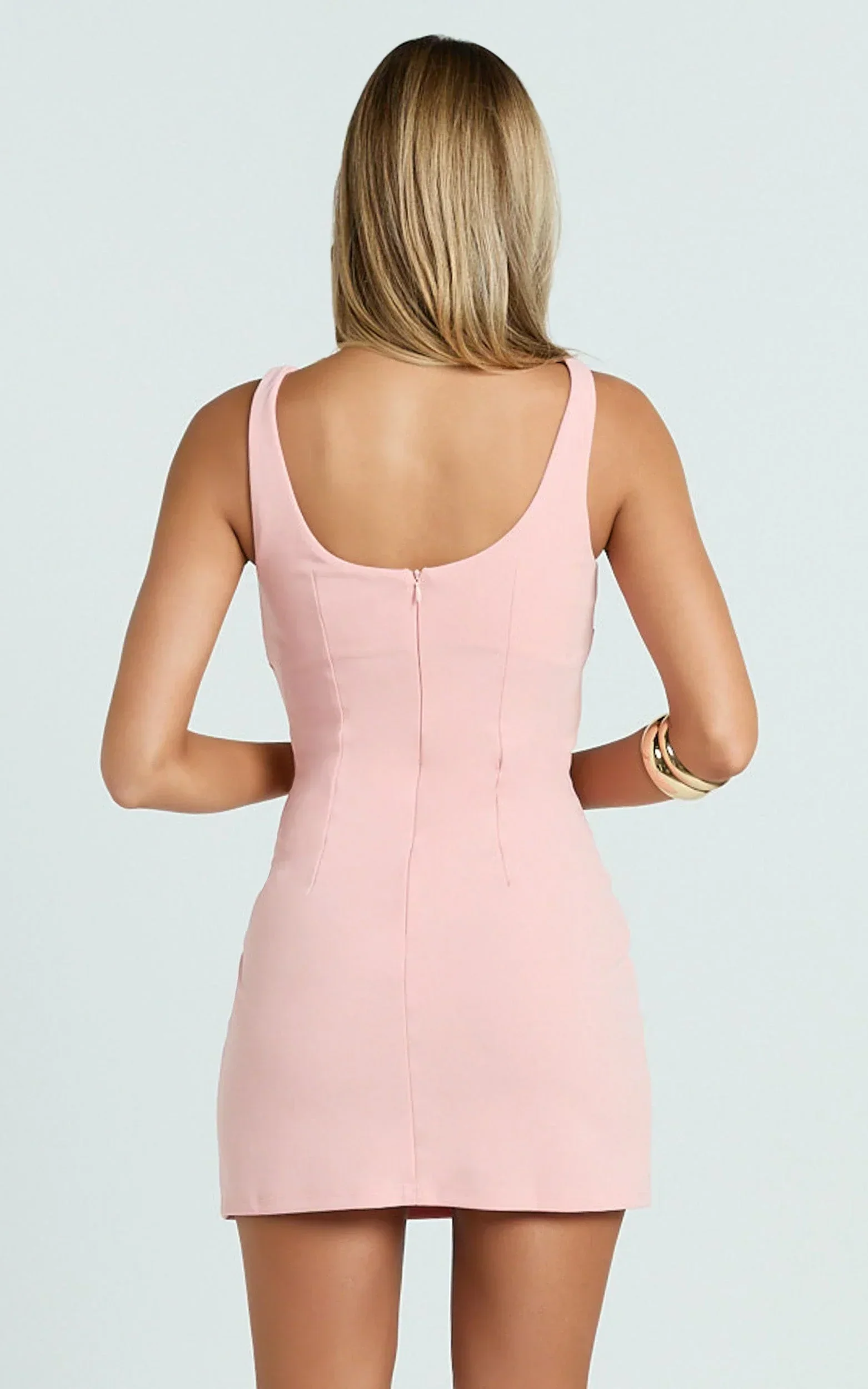 Bindi Boat Neck Bodycon Mini Dress in Pink
