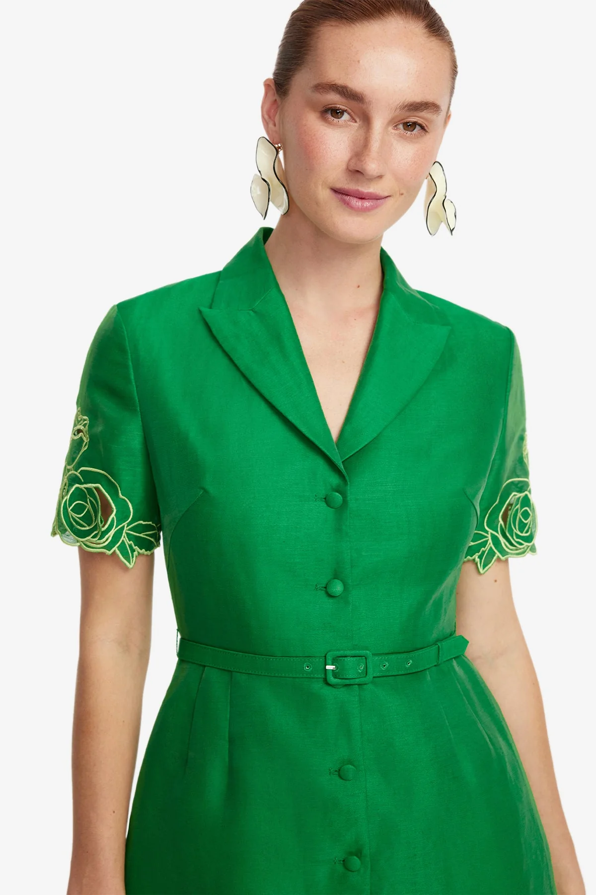 Brigitte Appliqué Mini Dress - Verdant