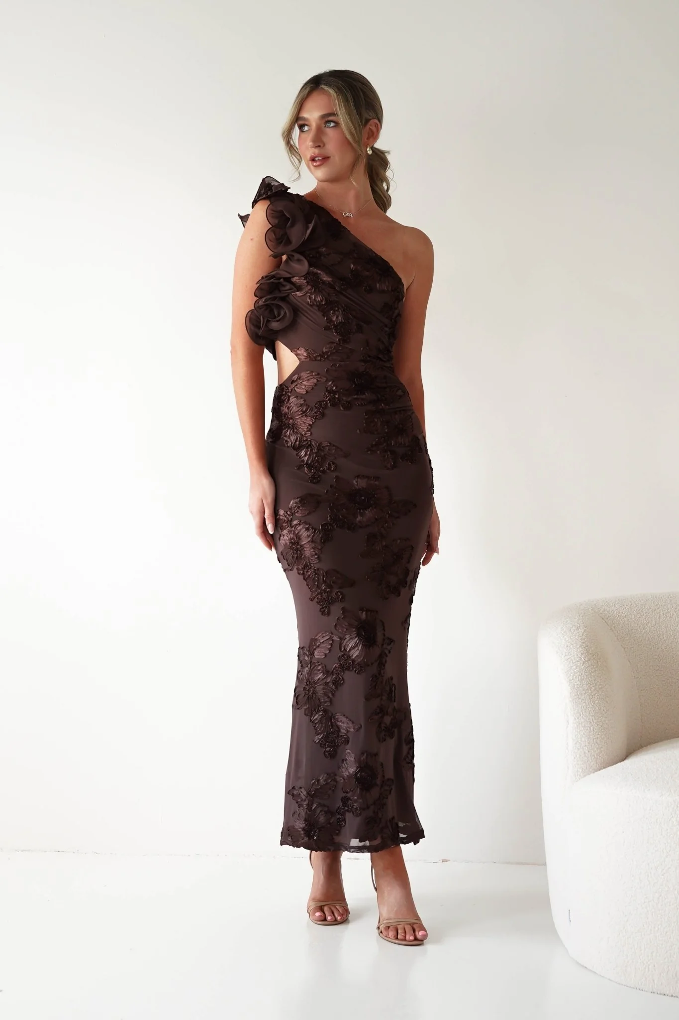 Sydney Bodycon Maxi Dress | Brown Textured