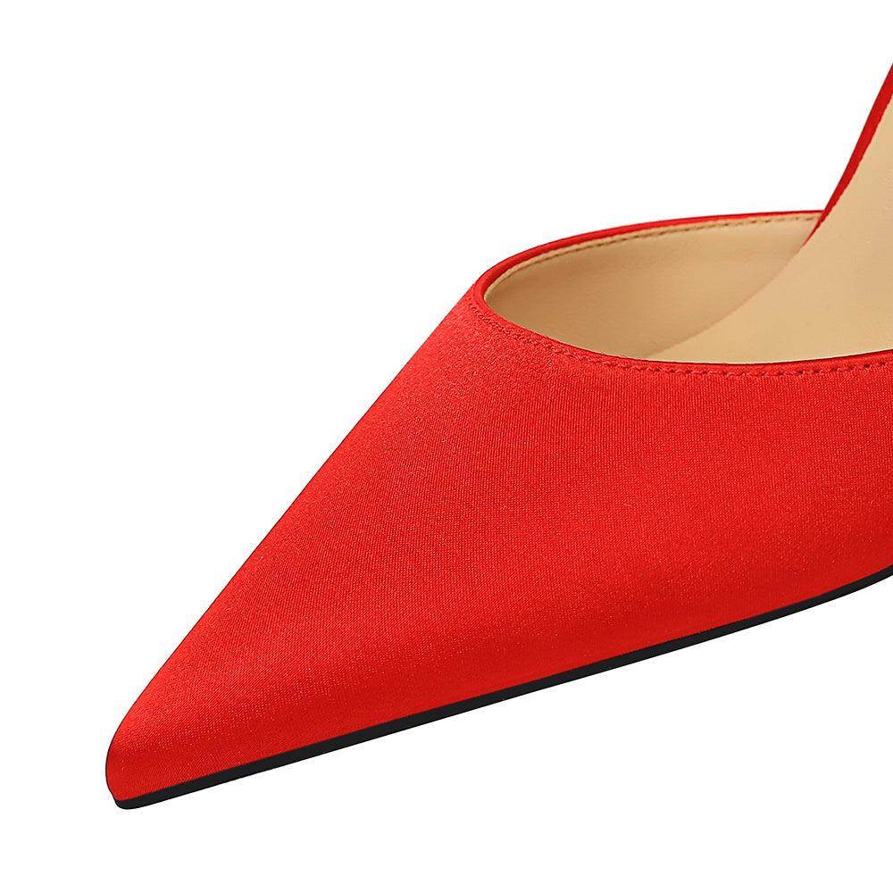Champagne Satin Pointy Stiletto Heels 674228626275
