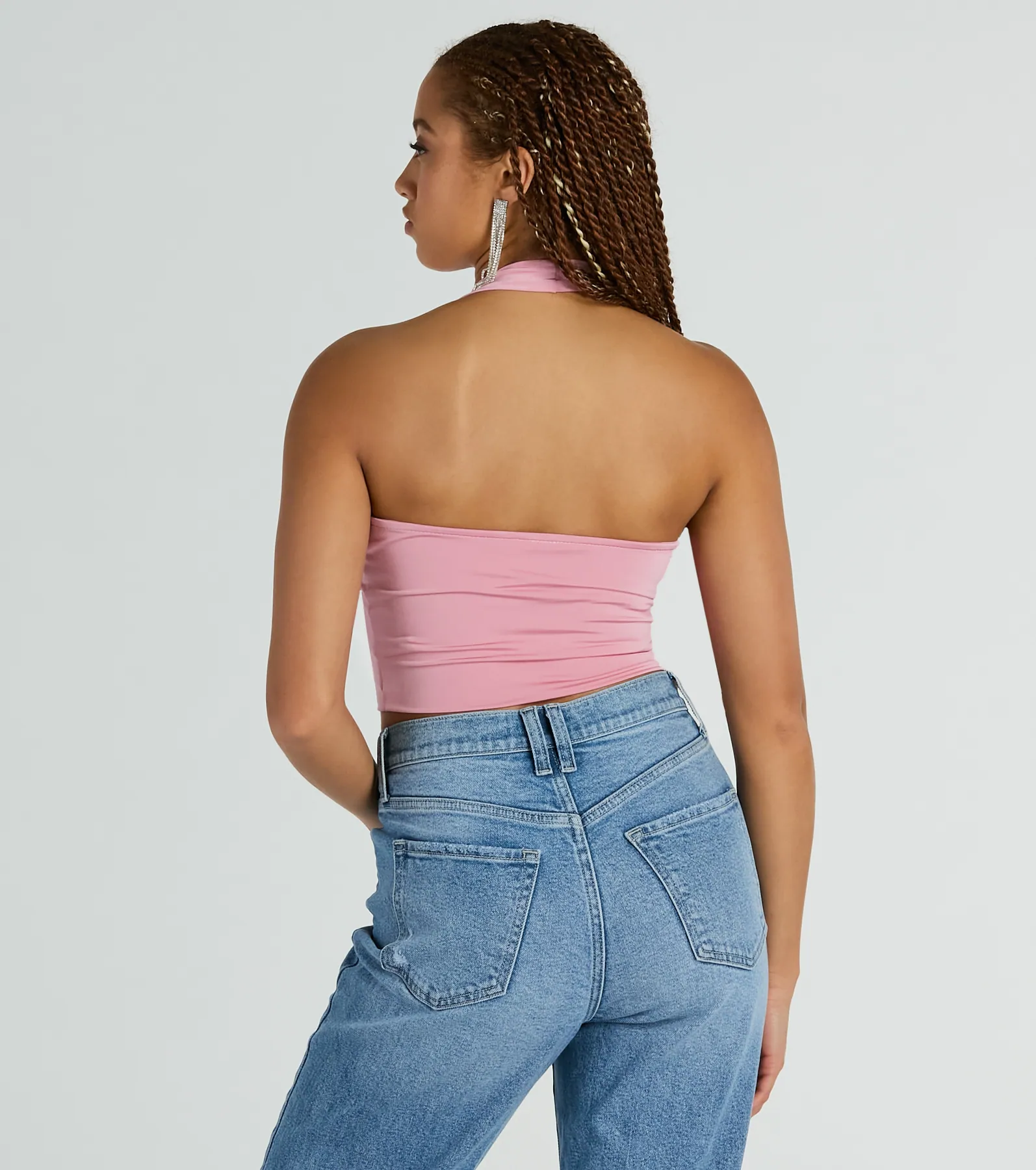 Take The Plunge Sleeveless Halter Crop Top - luluinthesky