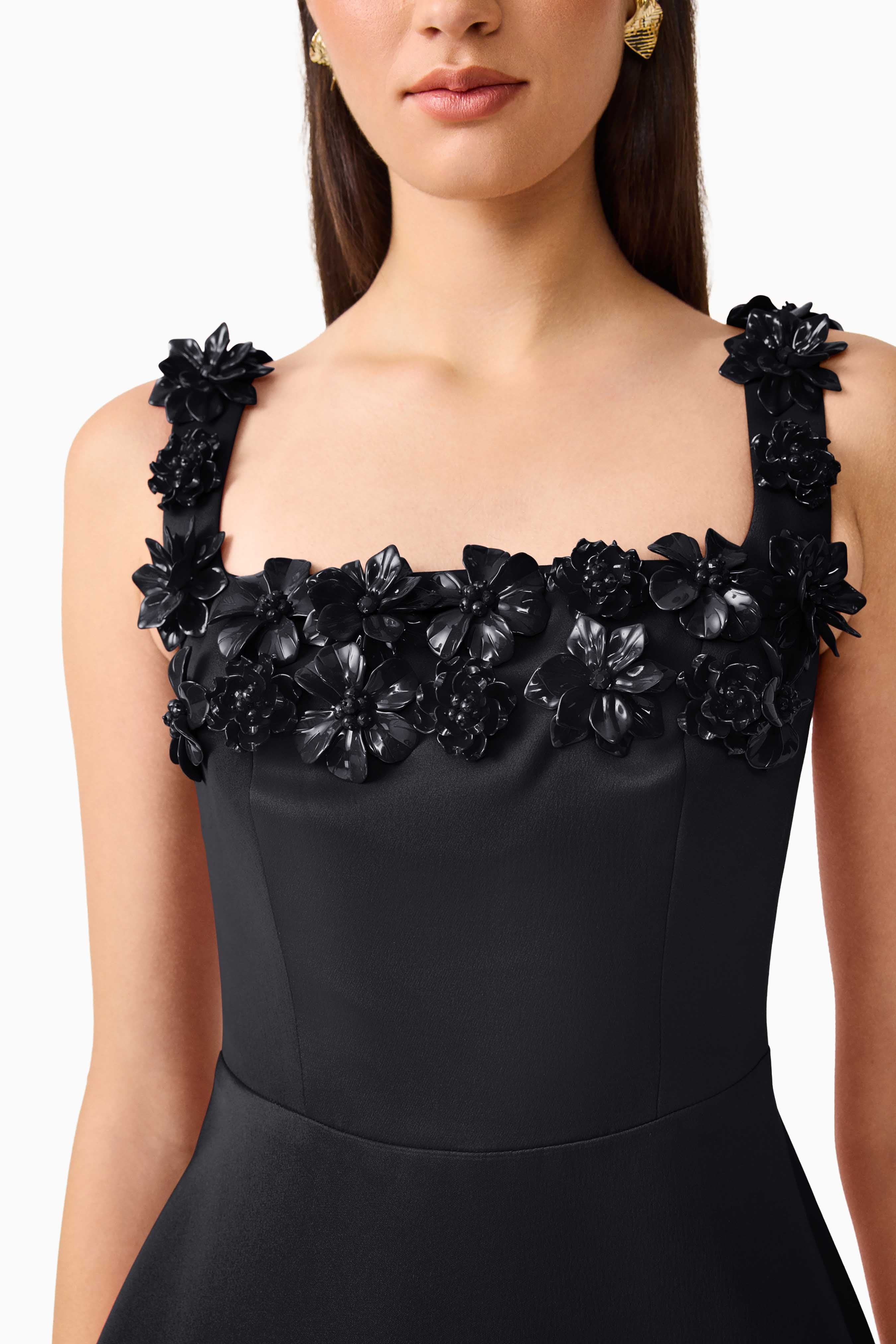 Lucetta Fit & Flare Midi Dress in Black