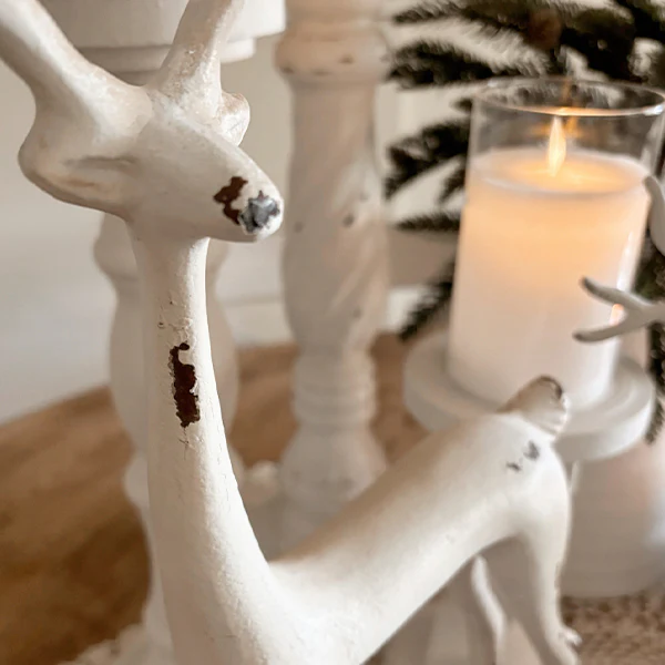 Handcrafted White Merry Reindeer, Set of 3
