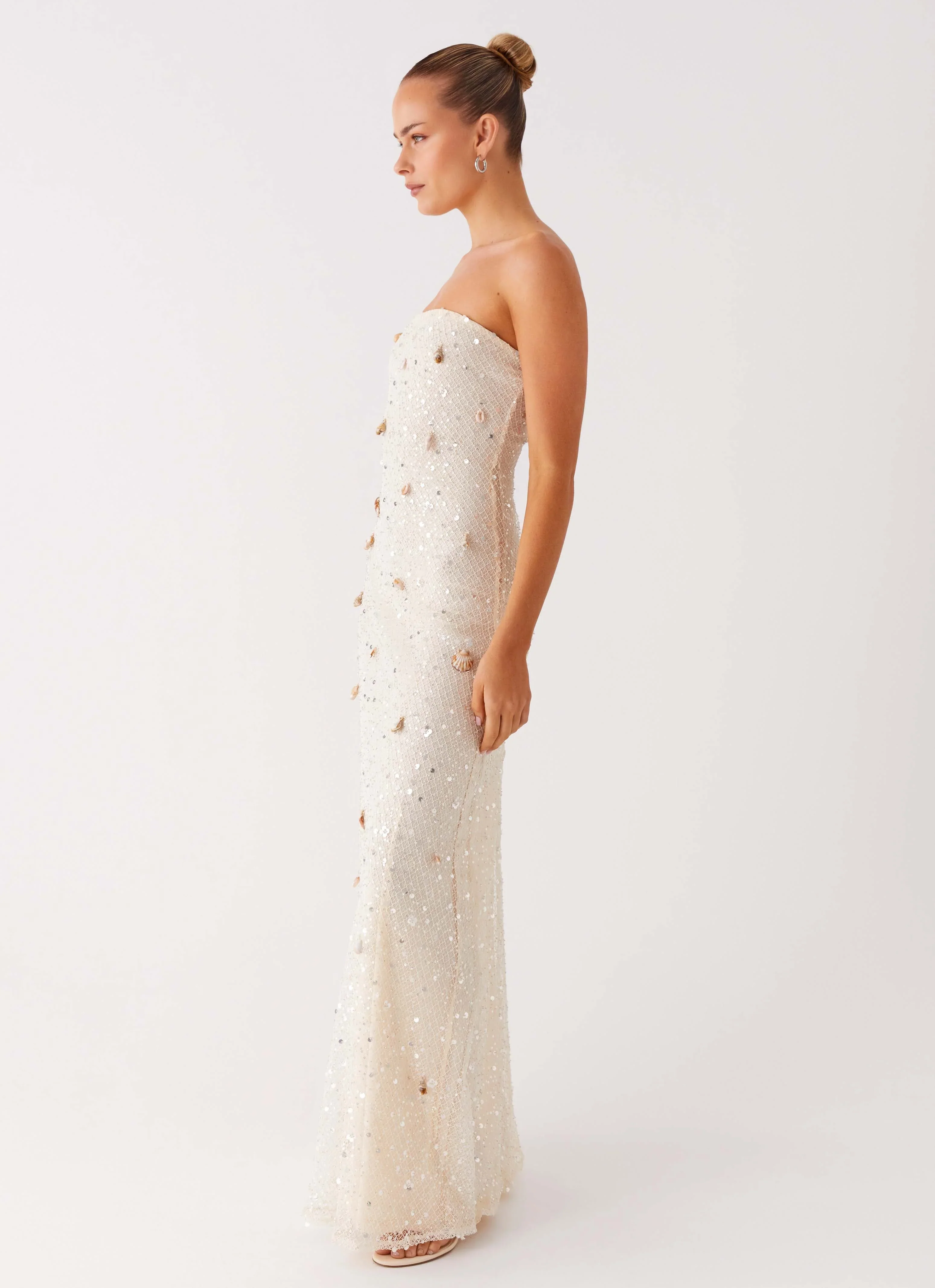 Orelli Shell Sequin Knit Maxi Dress - Ivory