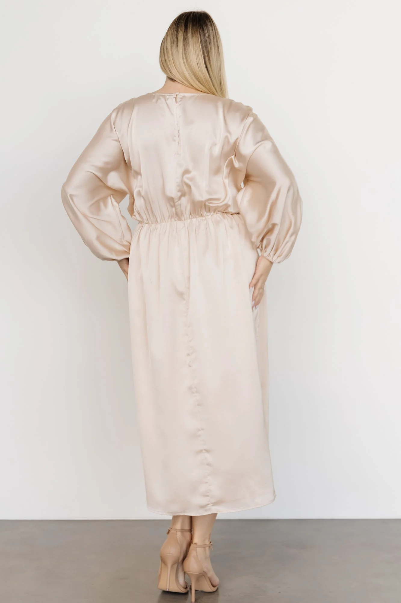 Balta Satin Midi Dress | Champagne - luluinthesky