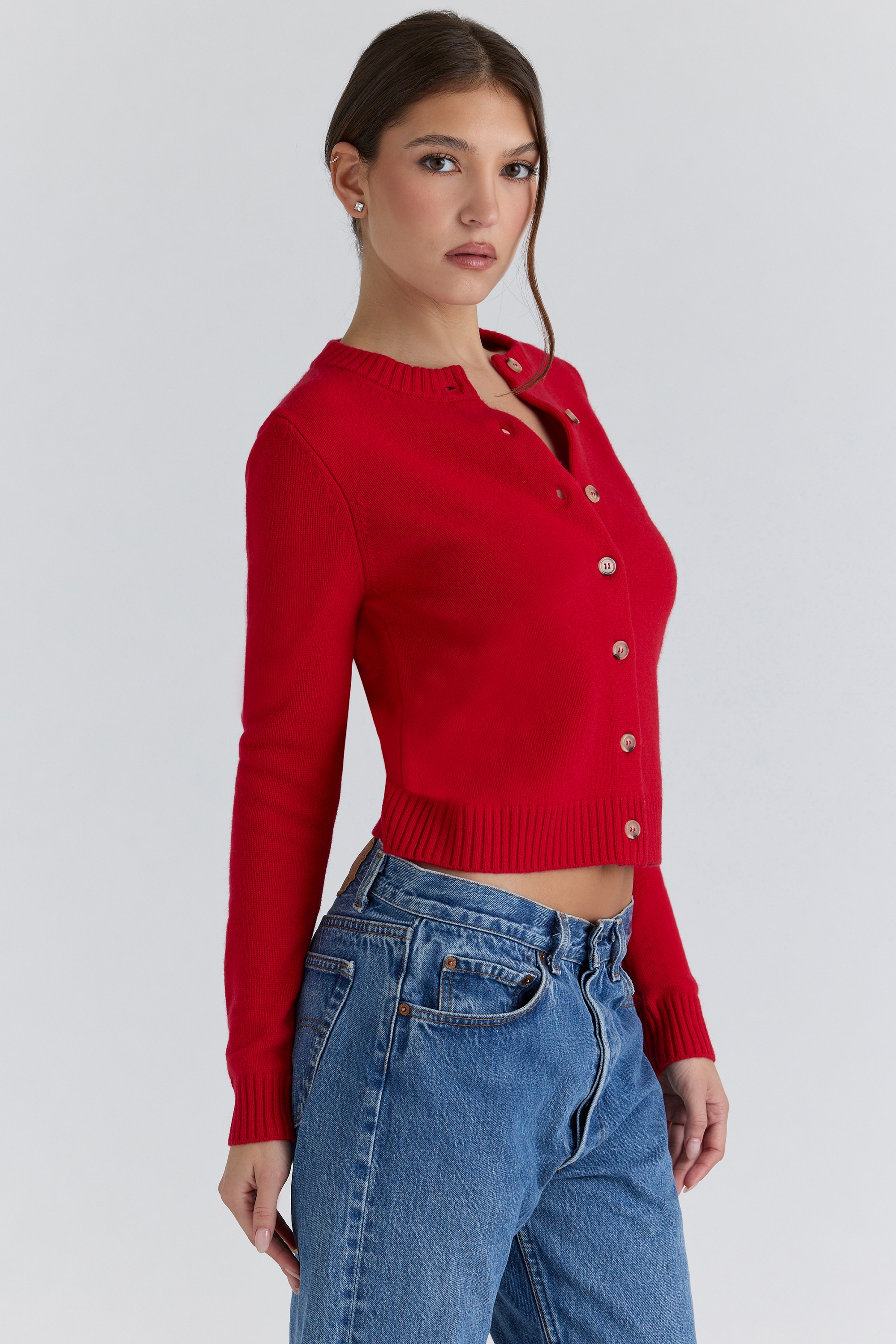 Red Cashmere + Merino Wool Cardigan