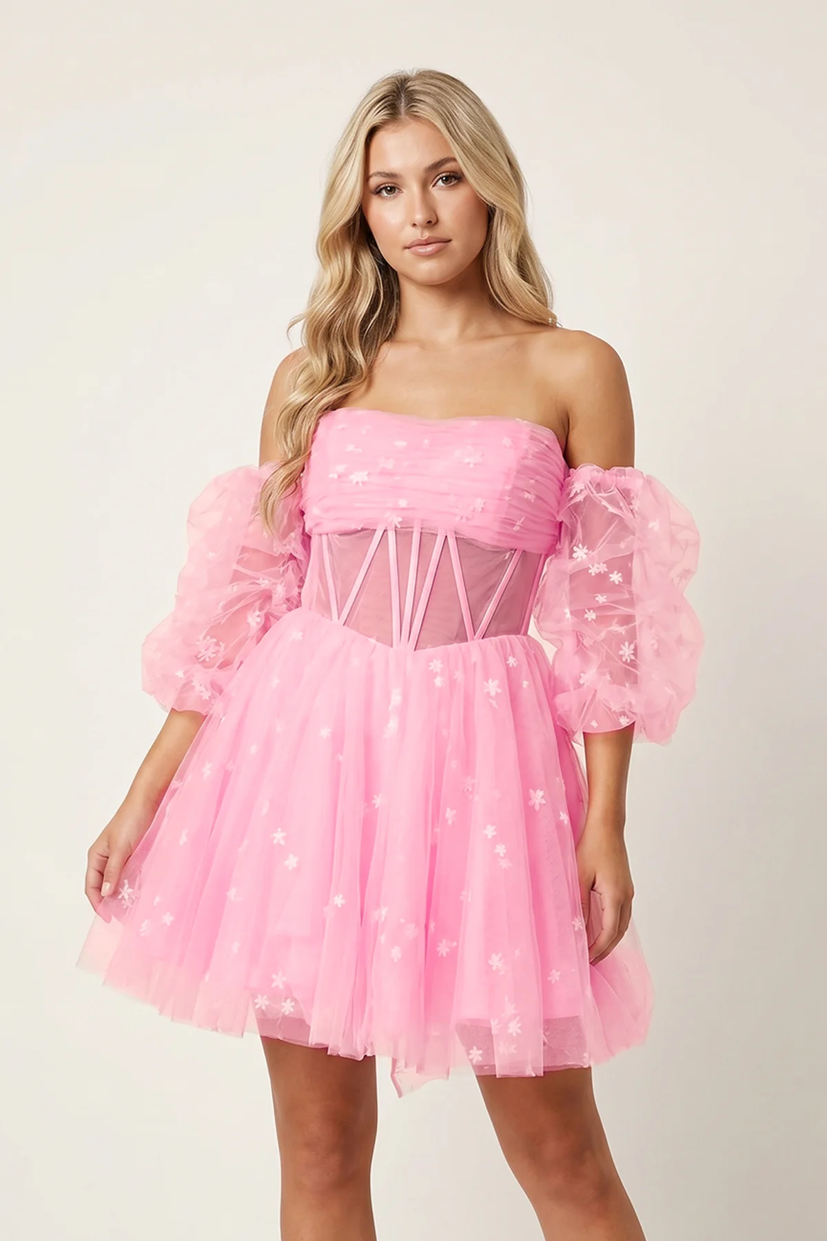 A-Line Pleated Tulle Homecoming Dress