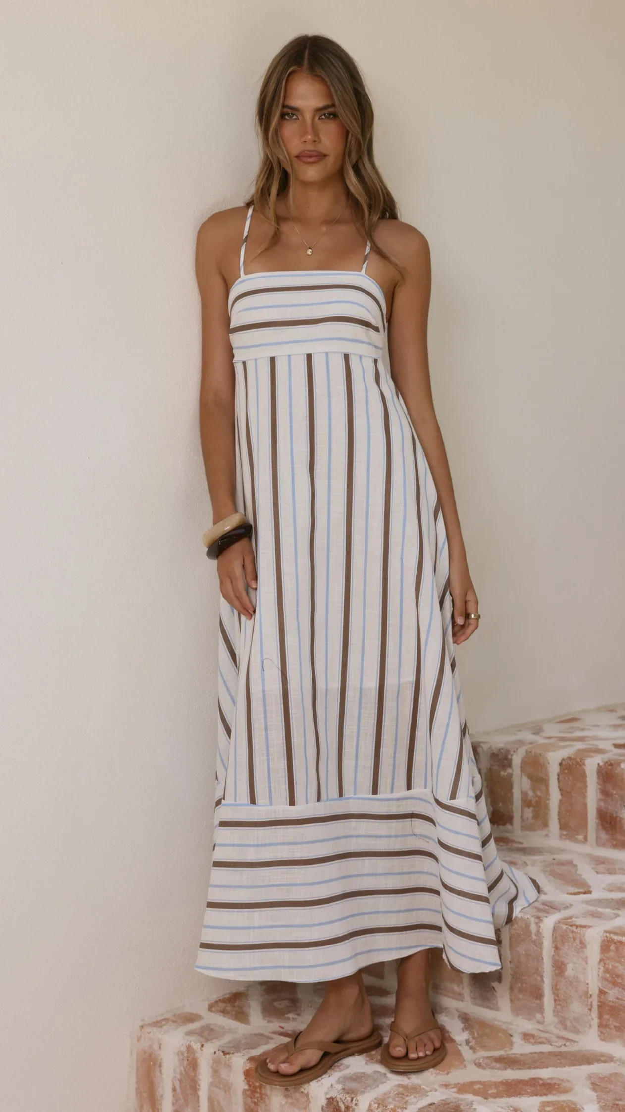 Marcel Maxi Dress - Choc/Blue Stripe