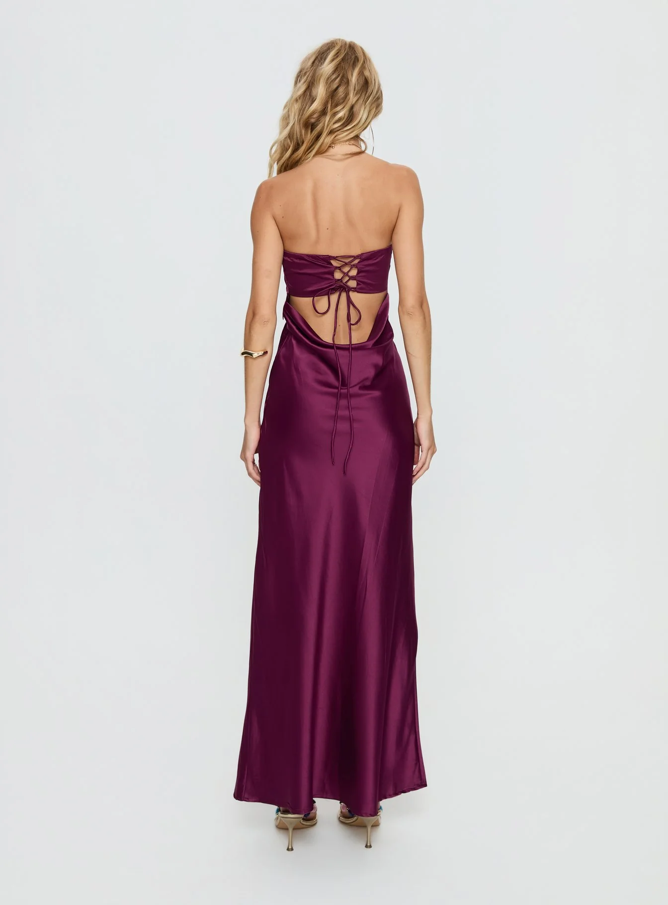 Rozelle Strapless Maxi Dress Currant - luluinthesky