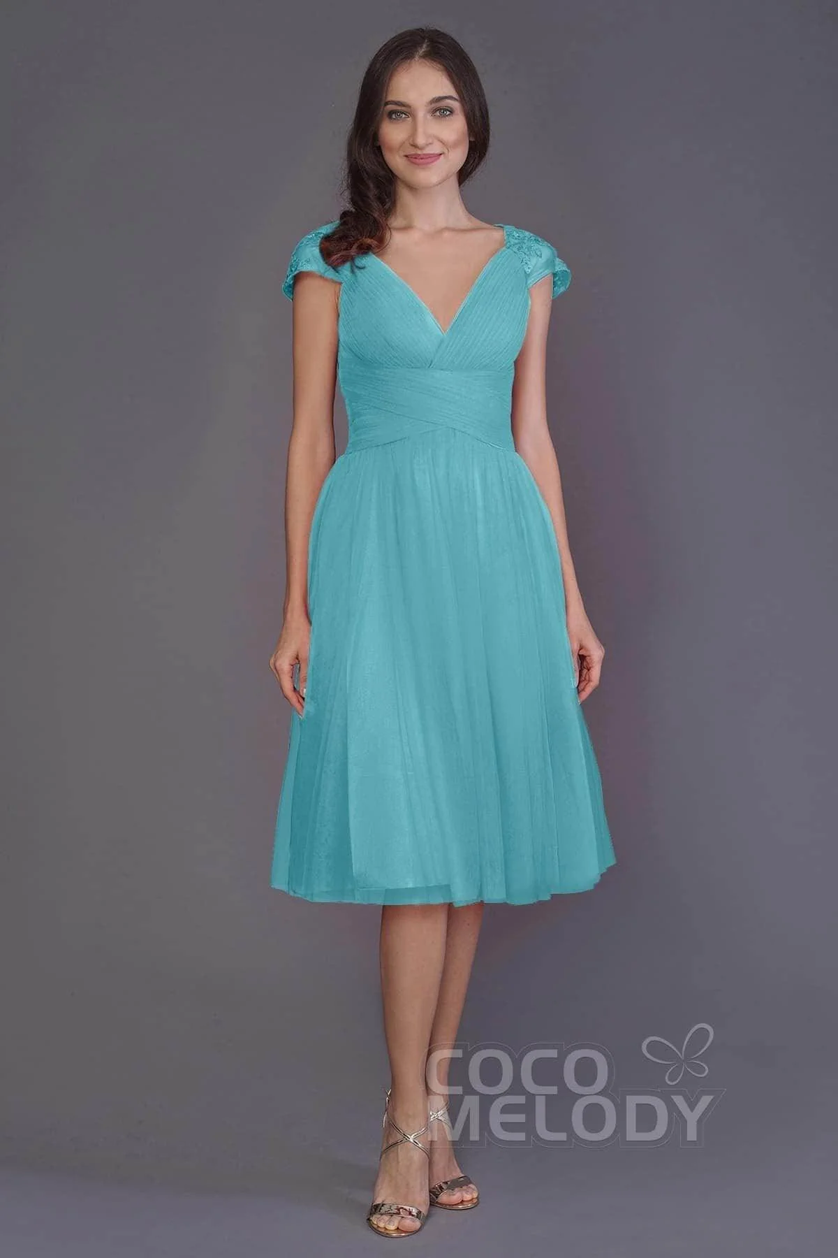 A-Line Knee Length Tulle Bridesmaid Dress PR3515