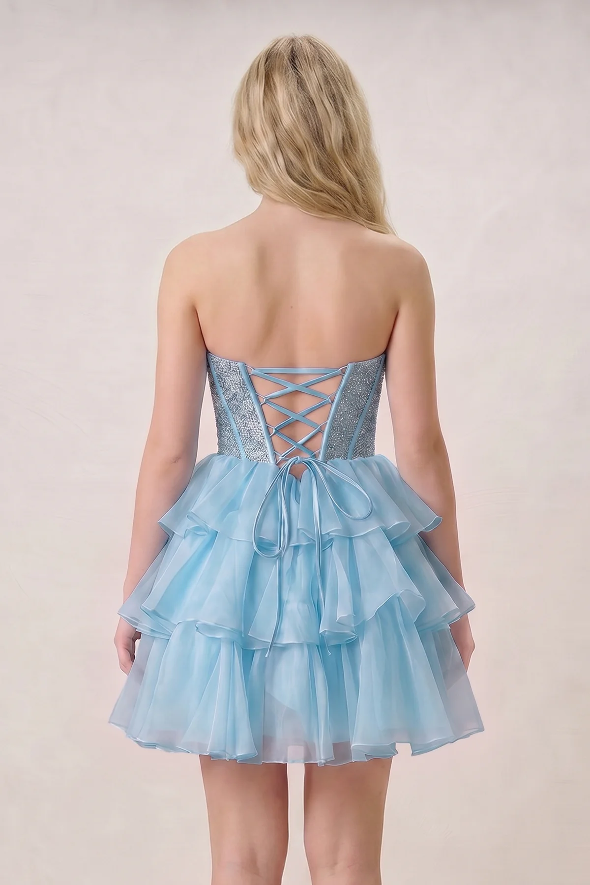 Black Strapless A Line Chiffon Beaded Mini Homecoming Dresses With Ruffles
