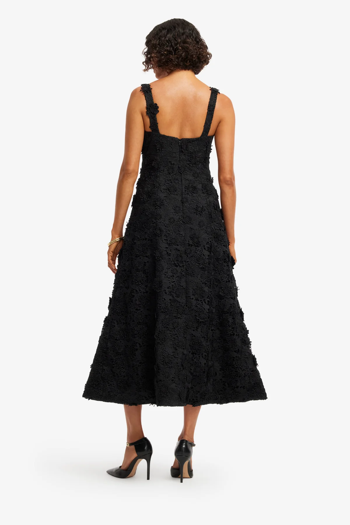 Odette Lace Midi Dress - Ebony