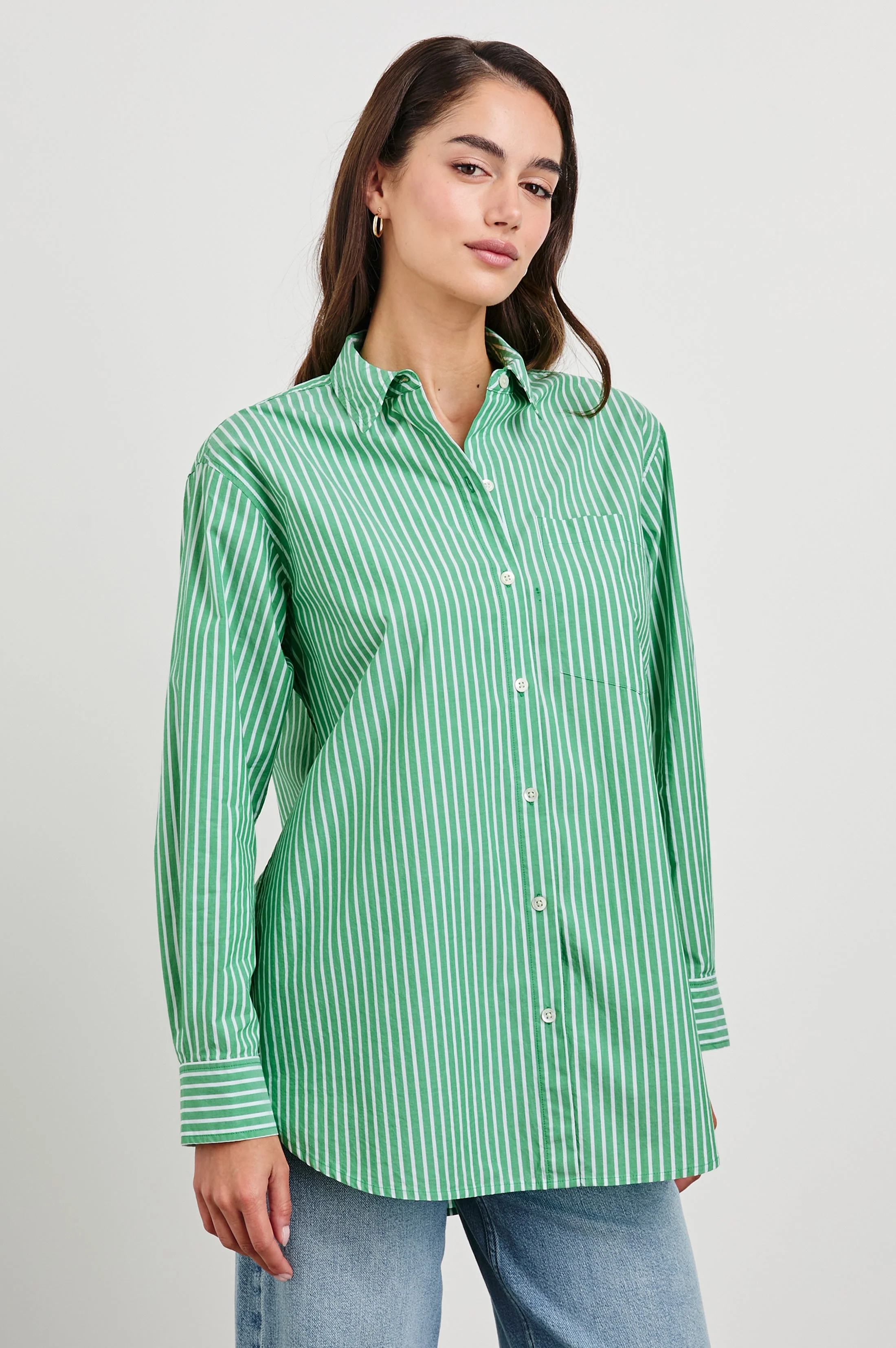 Elsa Shirt - Kelly White Stripe