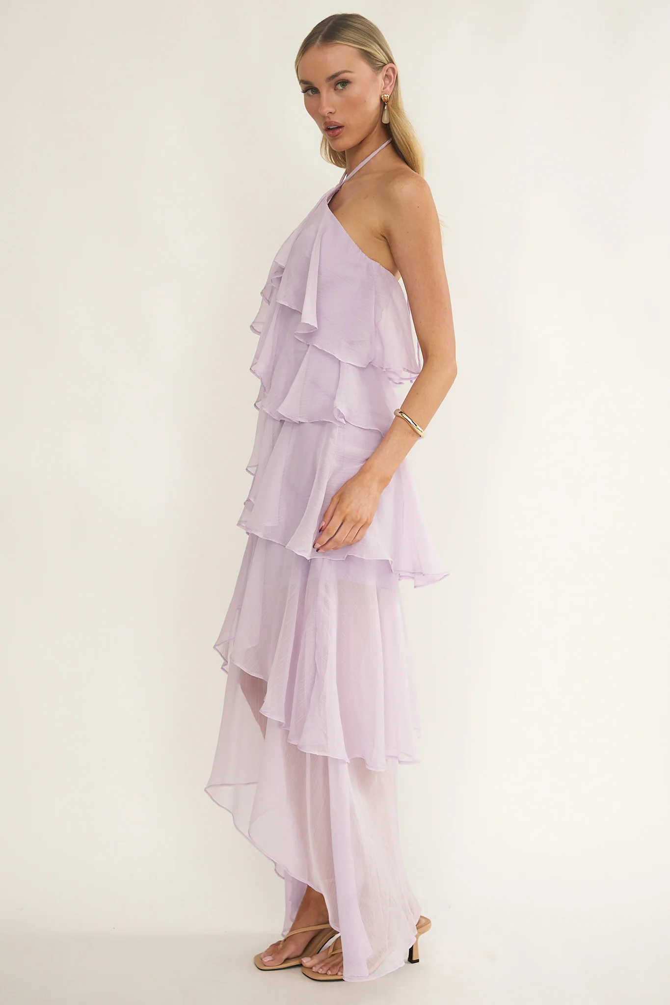 Darylyn Tiered Ruffle Maxi Dress Lilac - luluinthesky