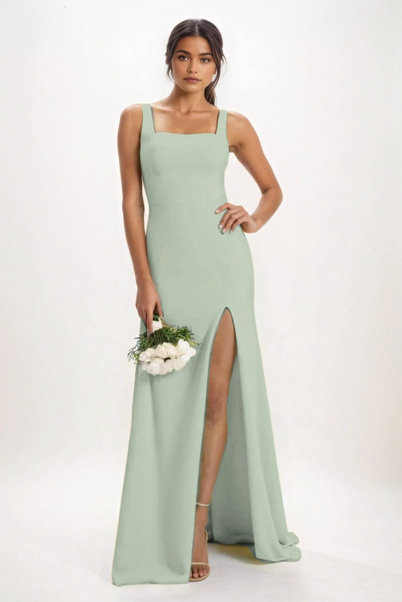Sheath-Column Maxi Chiffon Bridesmaid Dress CB0826