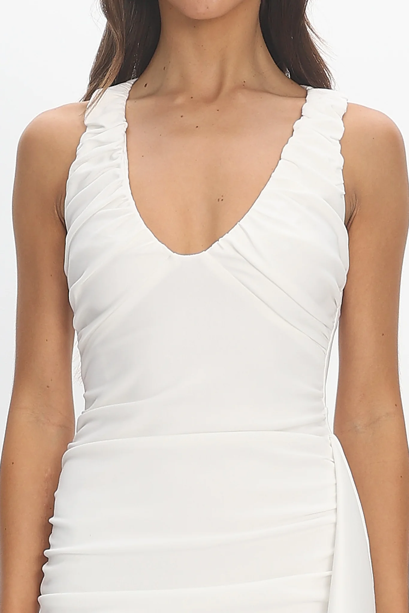 Harlem Ruched Bodycon Mini Dress White - luluinthesky